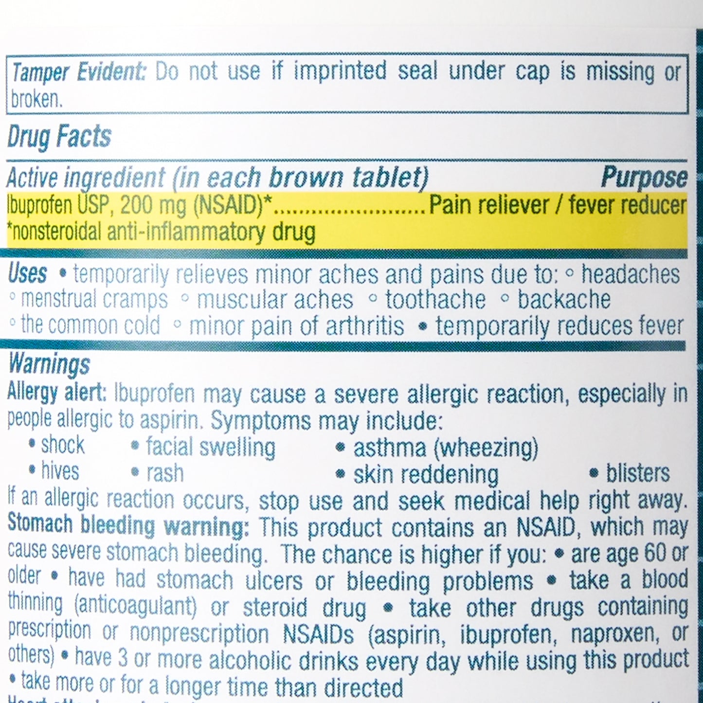 IBUPROFEN, TAB 200MG (1000/BT 12BT/CS)