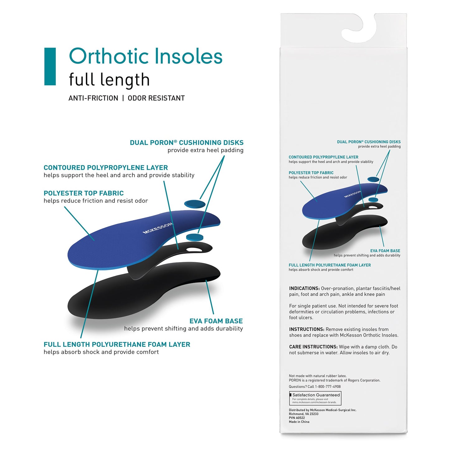 INSOLE, ORTHO FULL LNGTH C MEN6-6.5/WMN8-8.5 (1PR/BX)