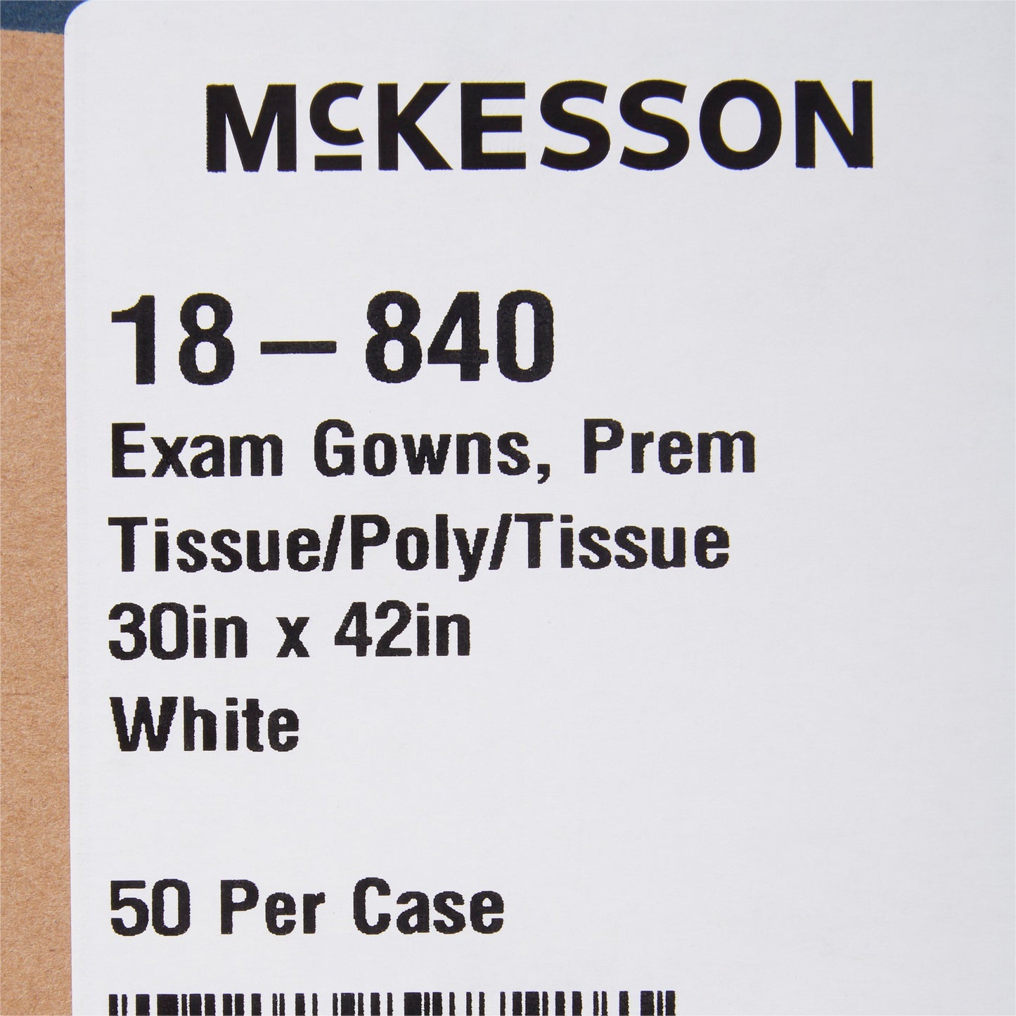 GOWN, EXAM T/P/T F/B OPN WHT 30X42 (50/CS)