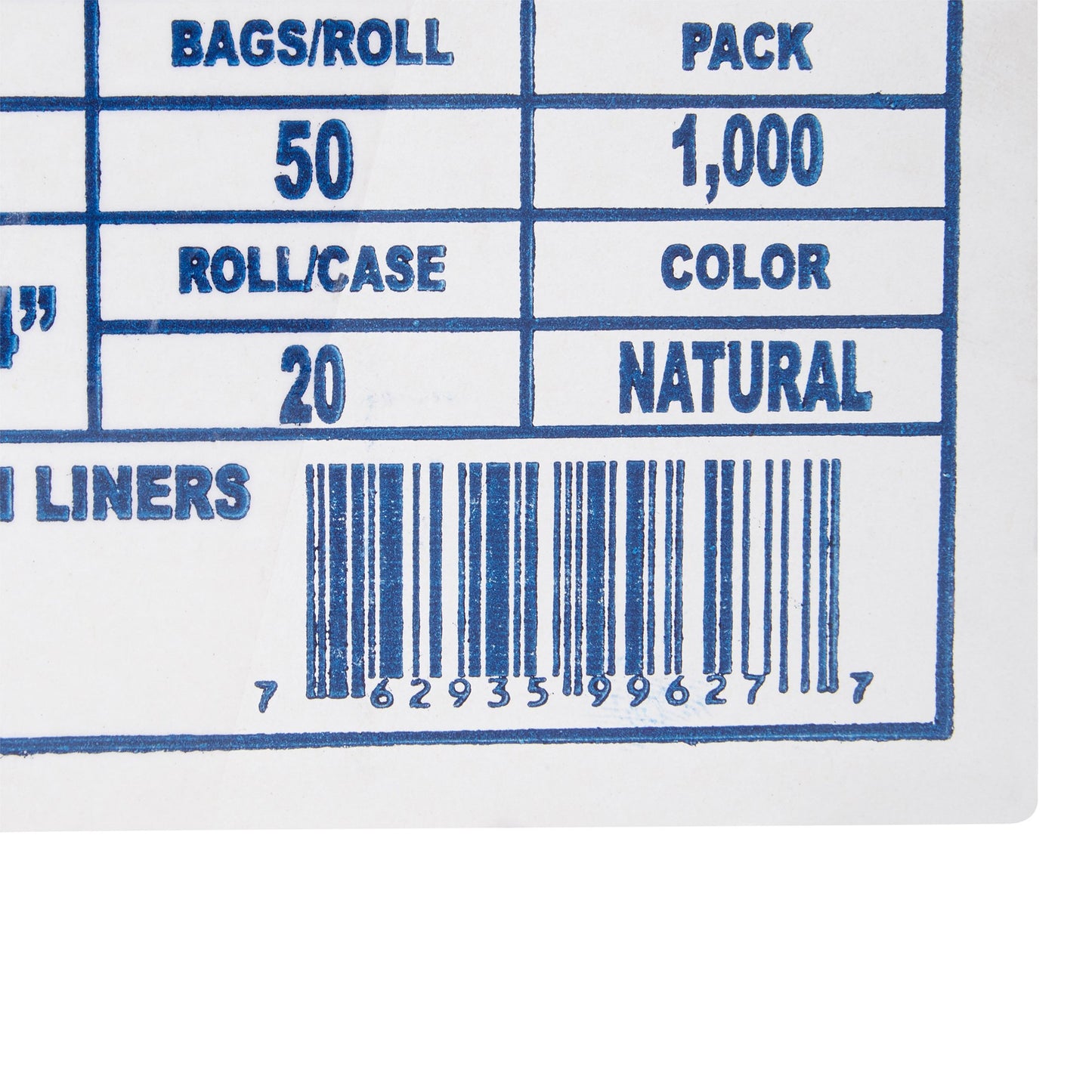 LINER, CAN CLR 5MIC 24"X24"10GL (1000/CS)