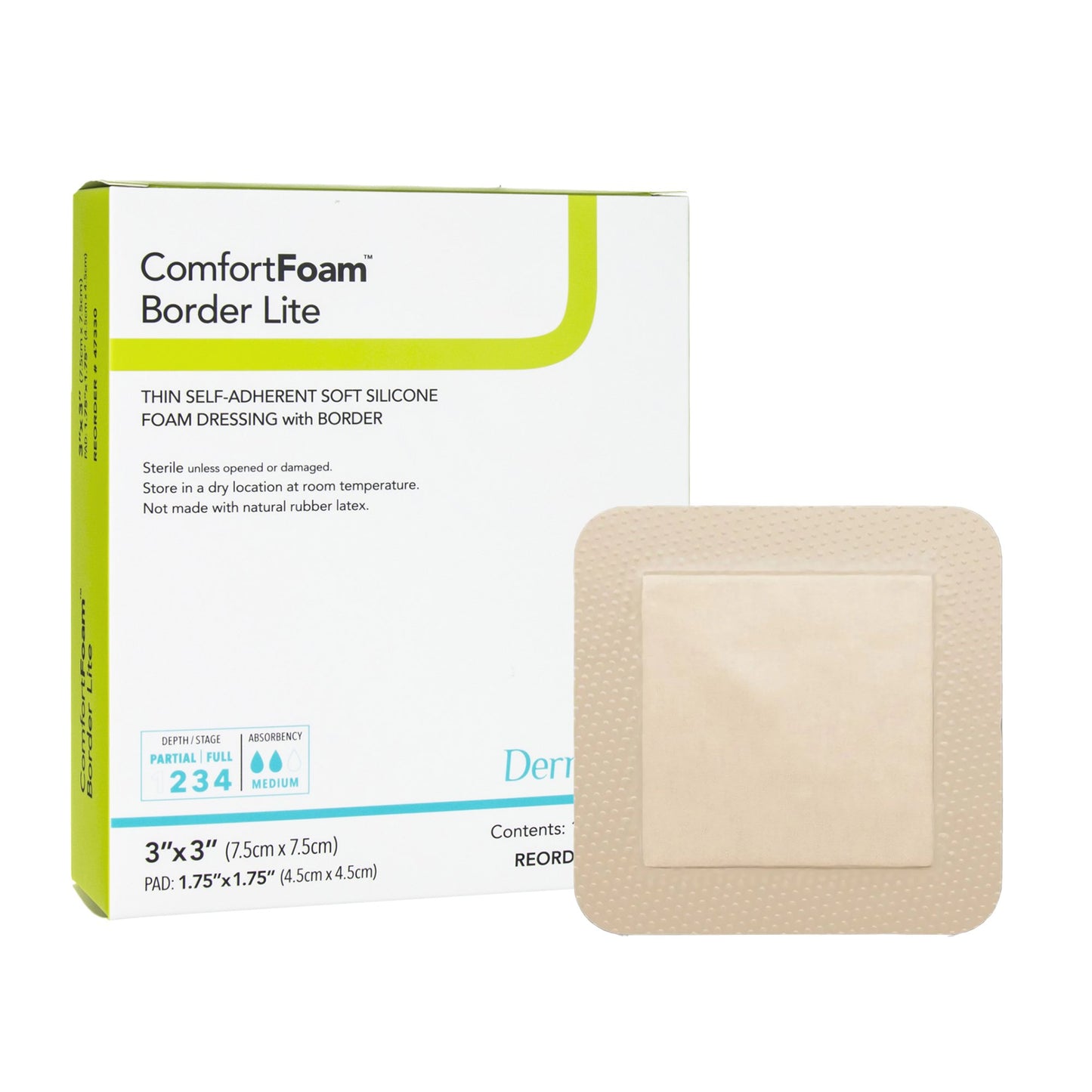 DRESSING, COMFORT FM BRDR LITE3X3 (10/BX)
