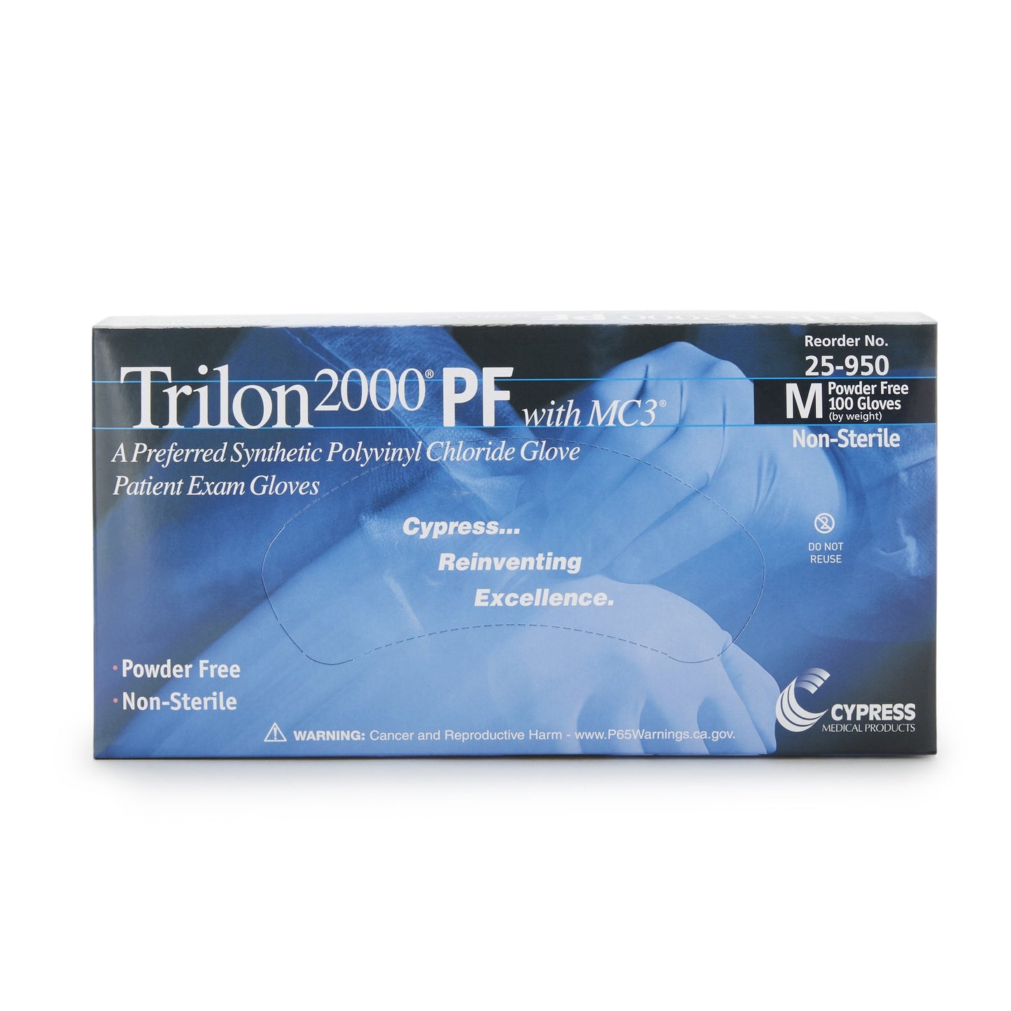 GLOVE, EXAM VNYLSTRCH MED N/S TRILON-2000 (100/BX 10BX/CS)