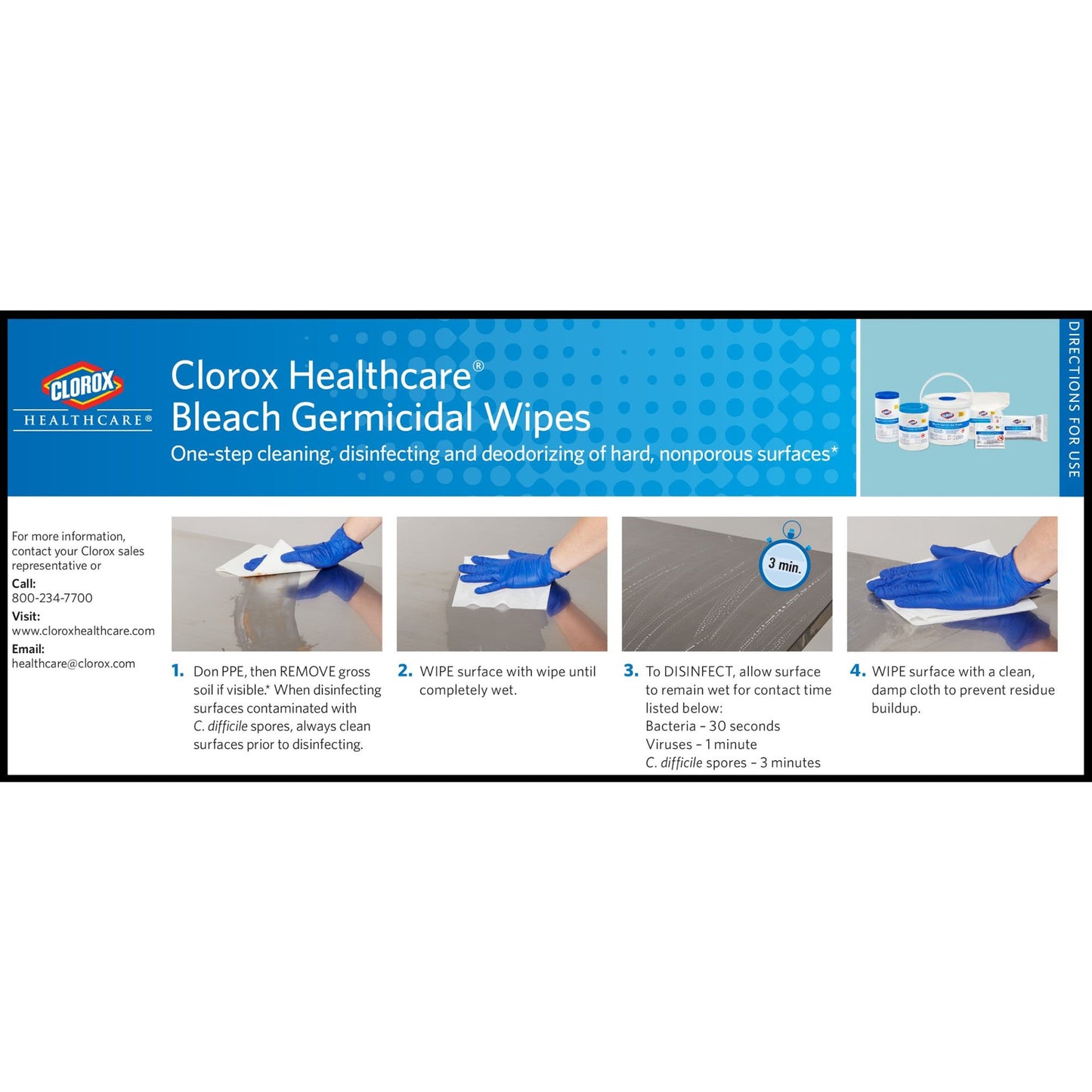 WIPE, GERMICIDAL CLOROX 6.75"XX9" 70/CT (6CT/CS) SALFLD