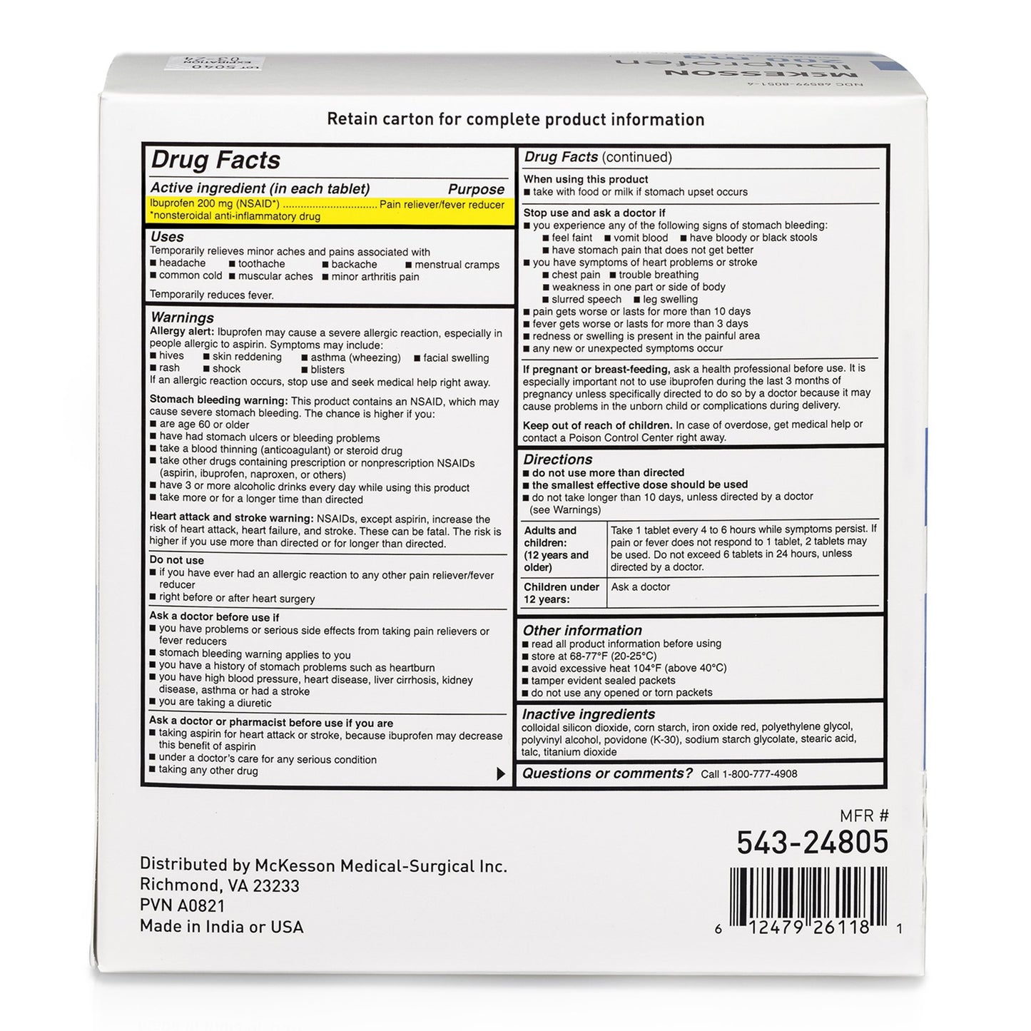 IBUPROFEN, TAB 200MG UD 200X2 X 12BX/CS)