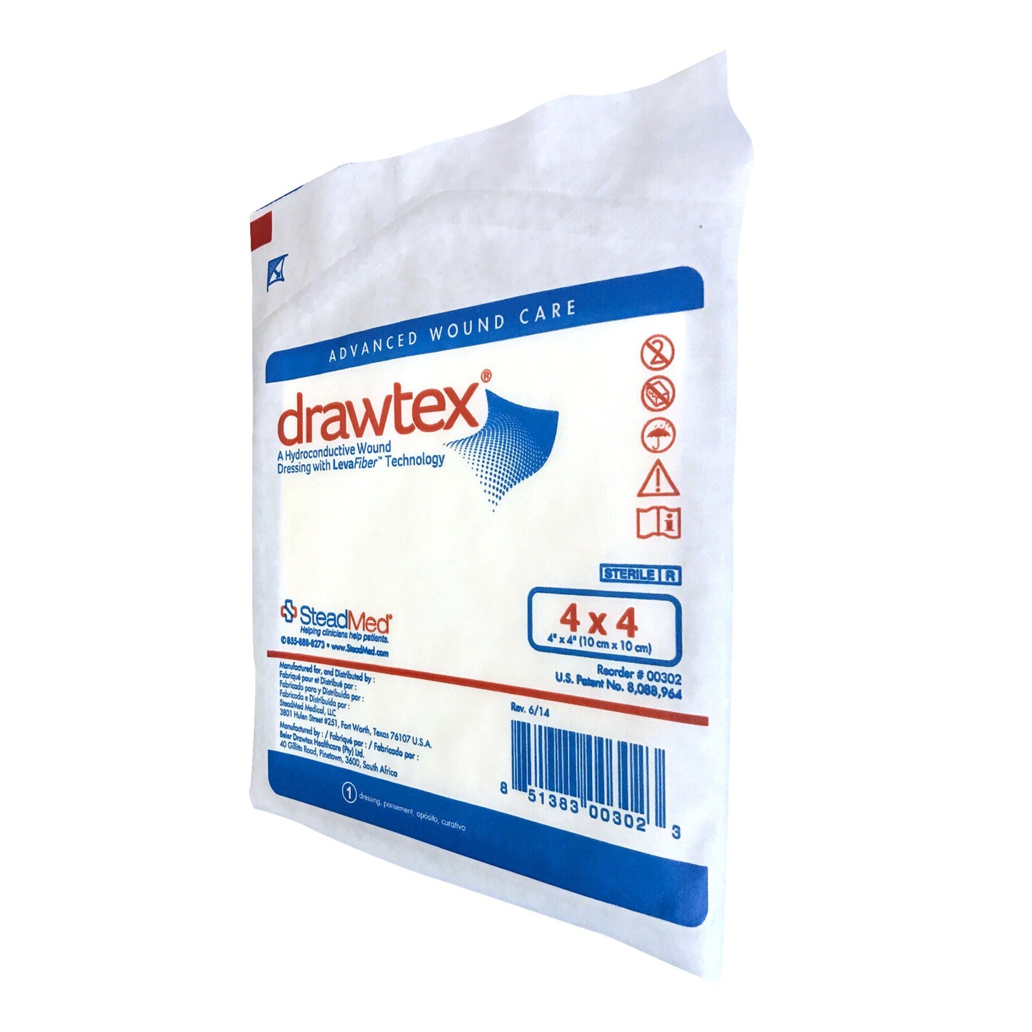 DRESSING, WND W/LEVA FIBER 4X4EA SWISAM