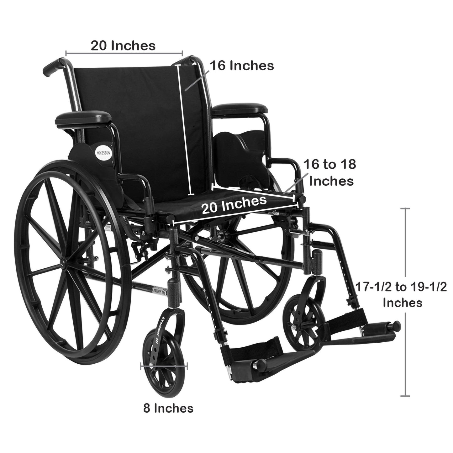 WHEELCHAIR, LTWT DDA SF 20" 300LBS