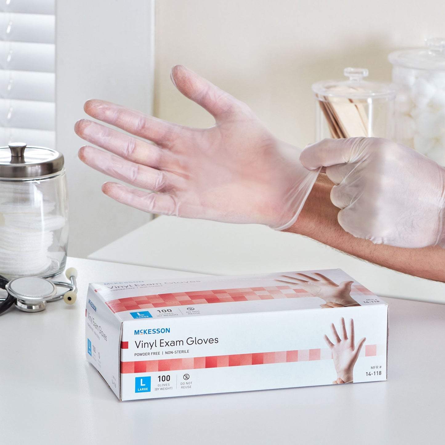 GLOVE, EXAM VNYL LG N/S (100/BX 10BX/CS)