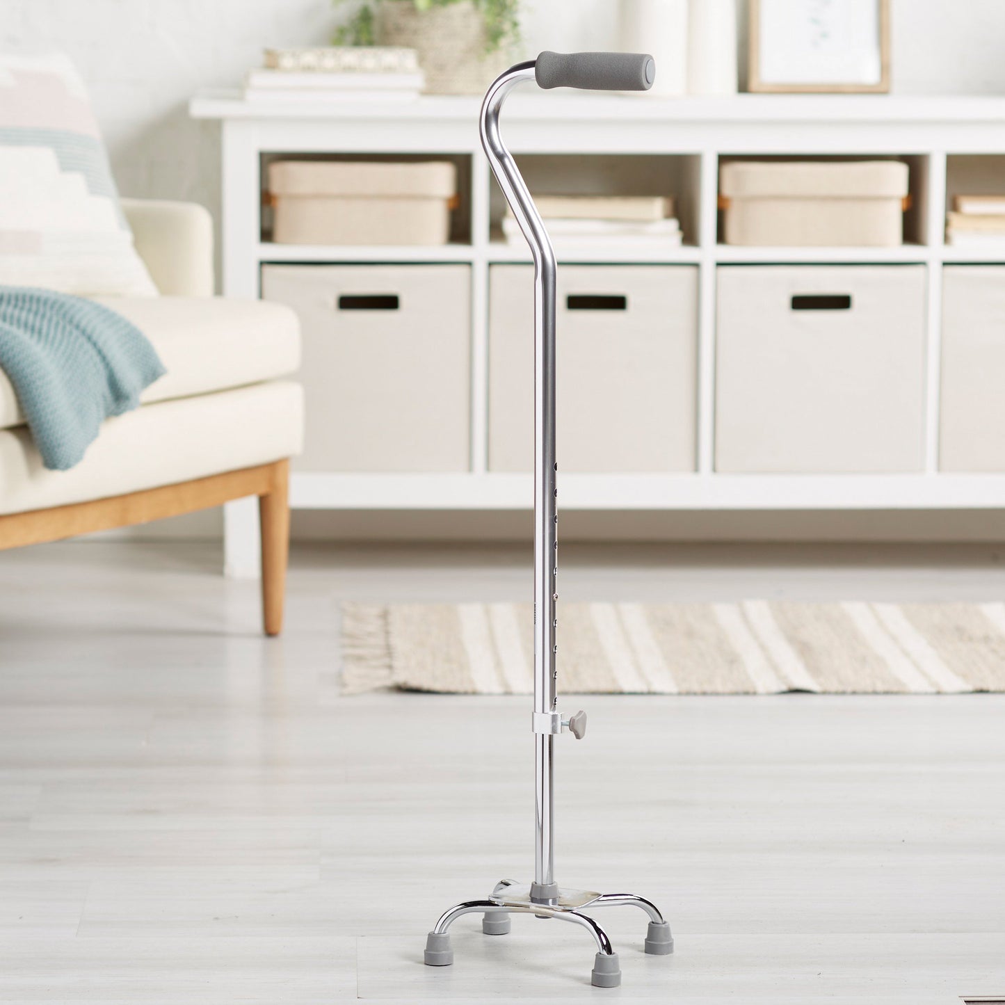 CANE, QUAD/SM BASE ALUM CHROME(4/CS)