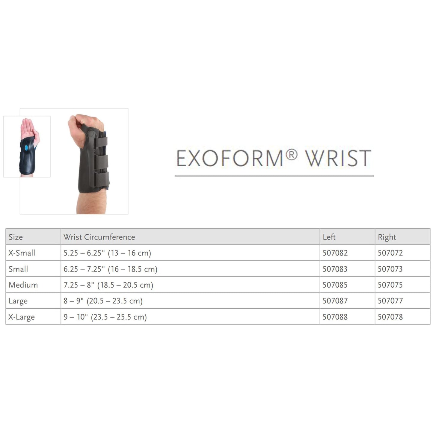 WRIST BRACE, EXOFORM LT LG 8"
