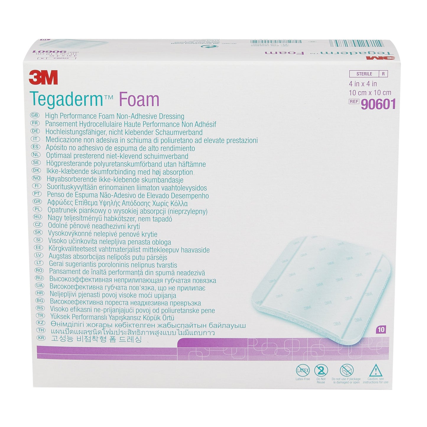 DRESSING, TEGADERM FOAM 4"X4" (10/BX 4BX/CS) 3M