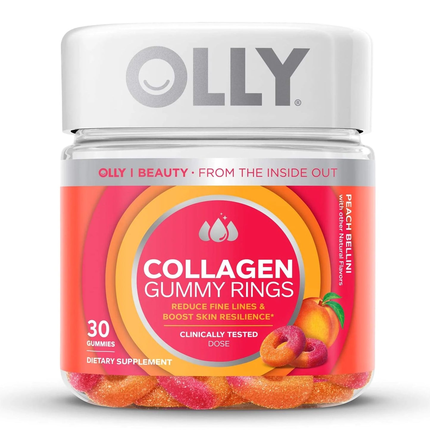 OLLY, GUMMY COLLAGEN RINGS PEACH (30/BT)