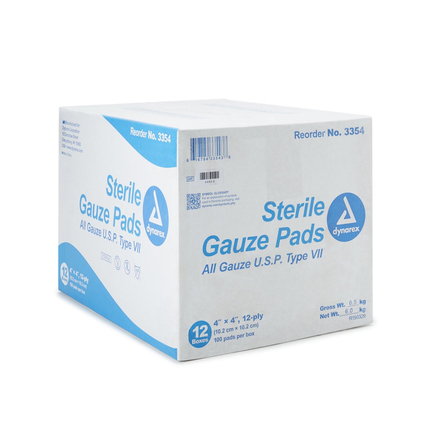 PAD, GAUZE 12PLY STR 4X4 (100/BX 12BX/CS)