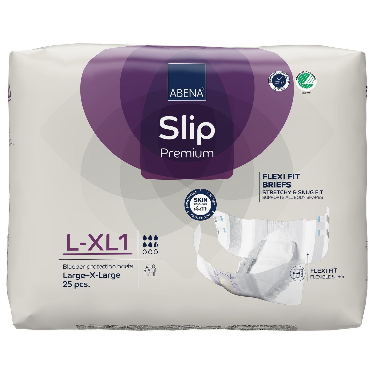 BRIEF, INCONT SLIP FLEX FIT PREM L1-XL1 LG/XLG (25/PK 4PK/CS