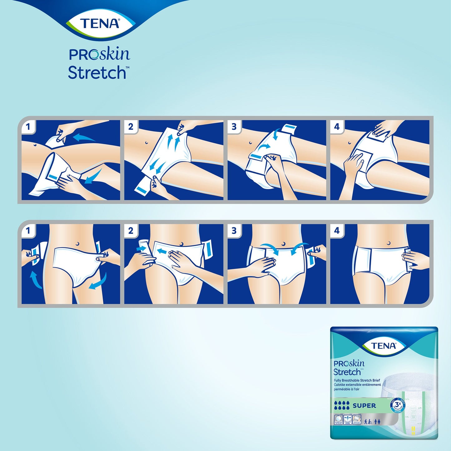 BRIEF, TENA SUPER STRCH MED/REG (28/BG 2BG/CS) SCAPER