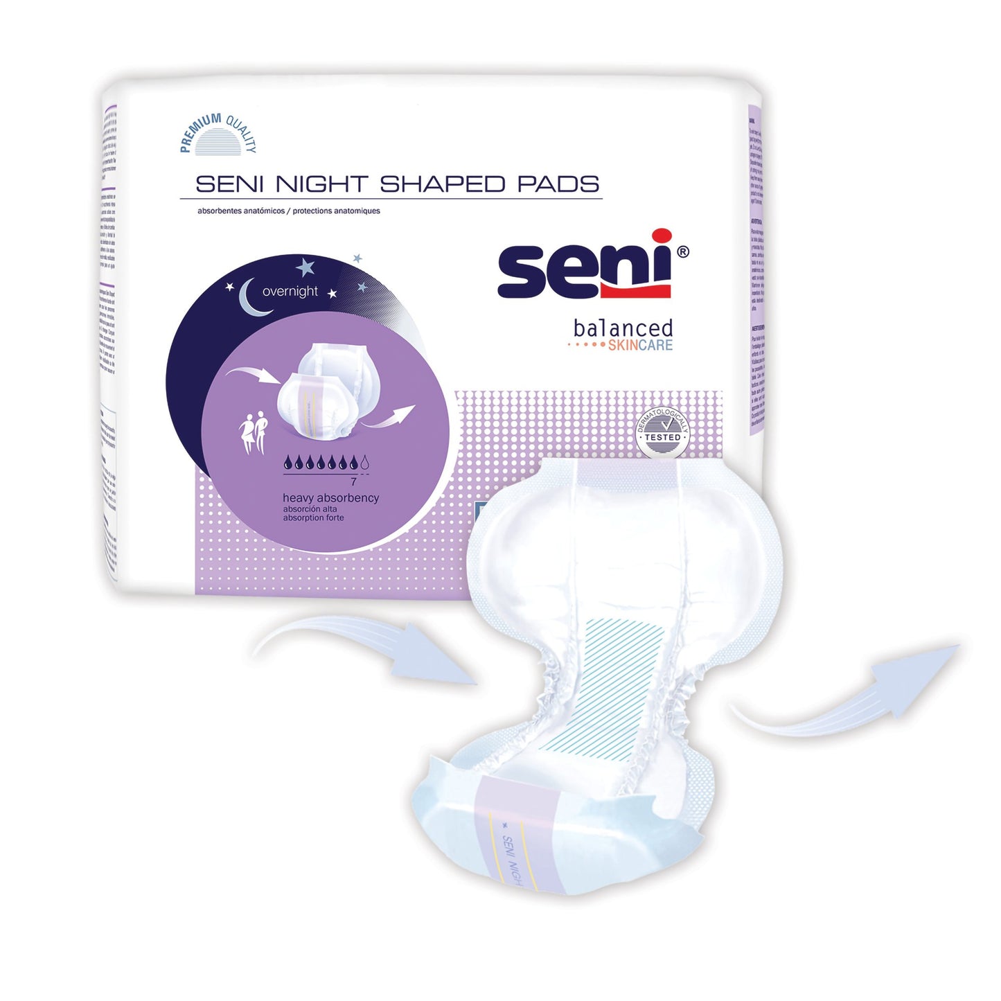 PAD, SENI SHAPED NIGHT (8/PK 6PK/CS)