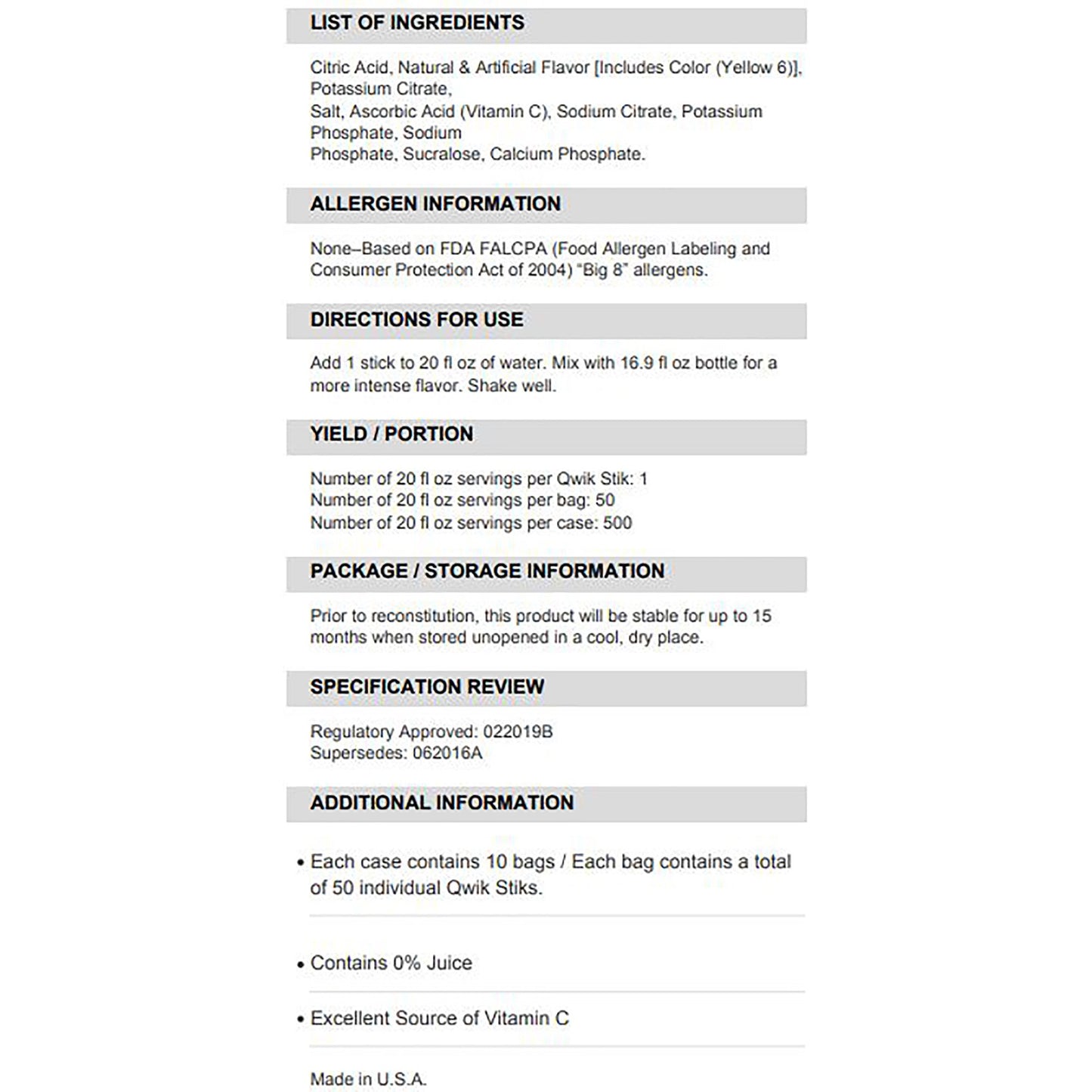 SQWINCHER ZERO, QWIK STIK ORG .11OZ (50/PK 10PK/CS)