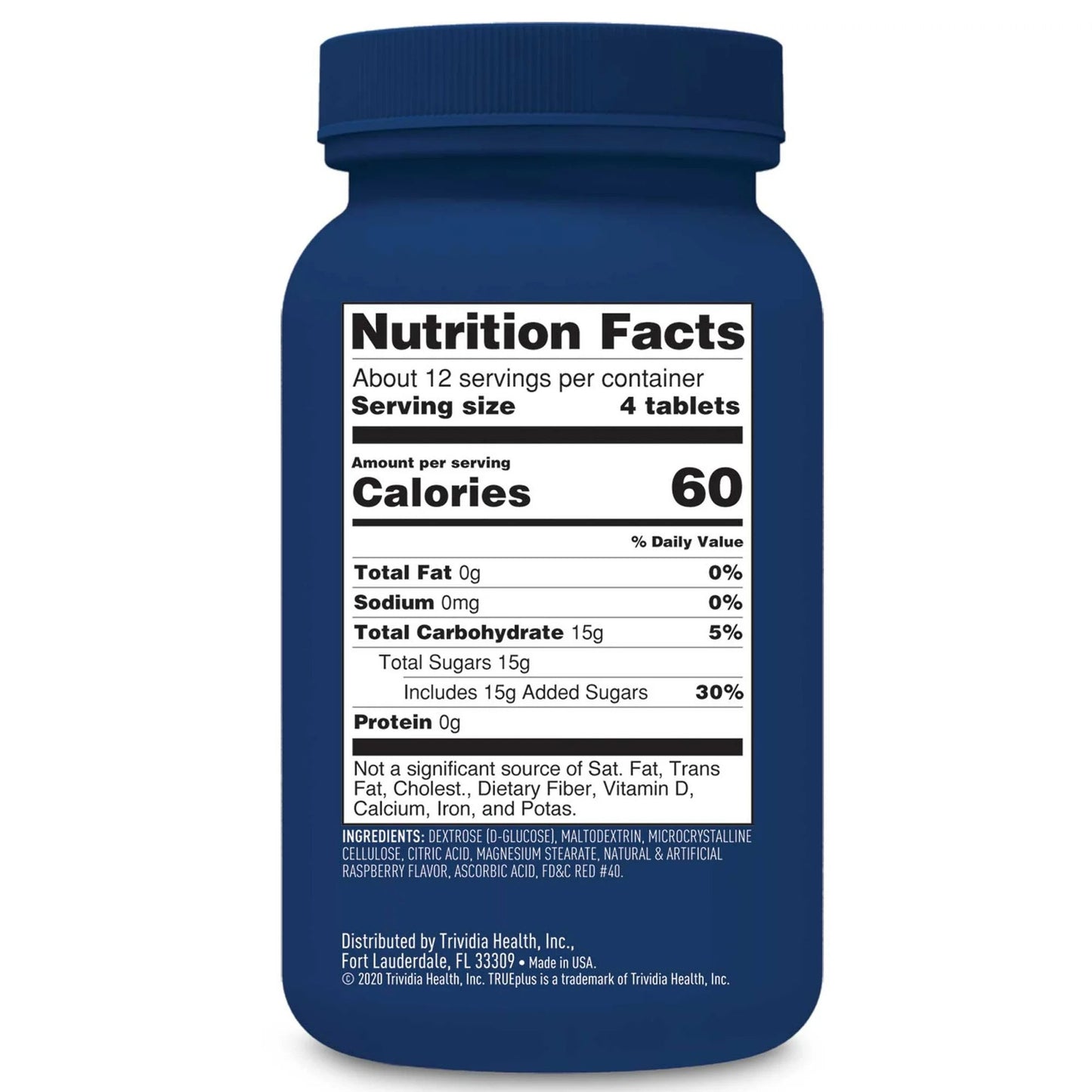 GLUCOSE, TAB TRUEPLUS 15GR RASPBERRY (50/BT 12BT/CS)