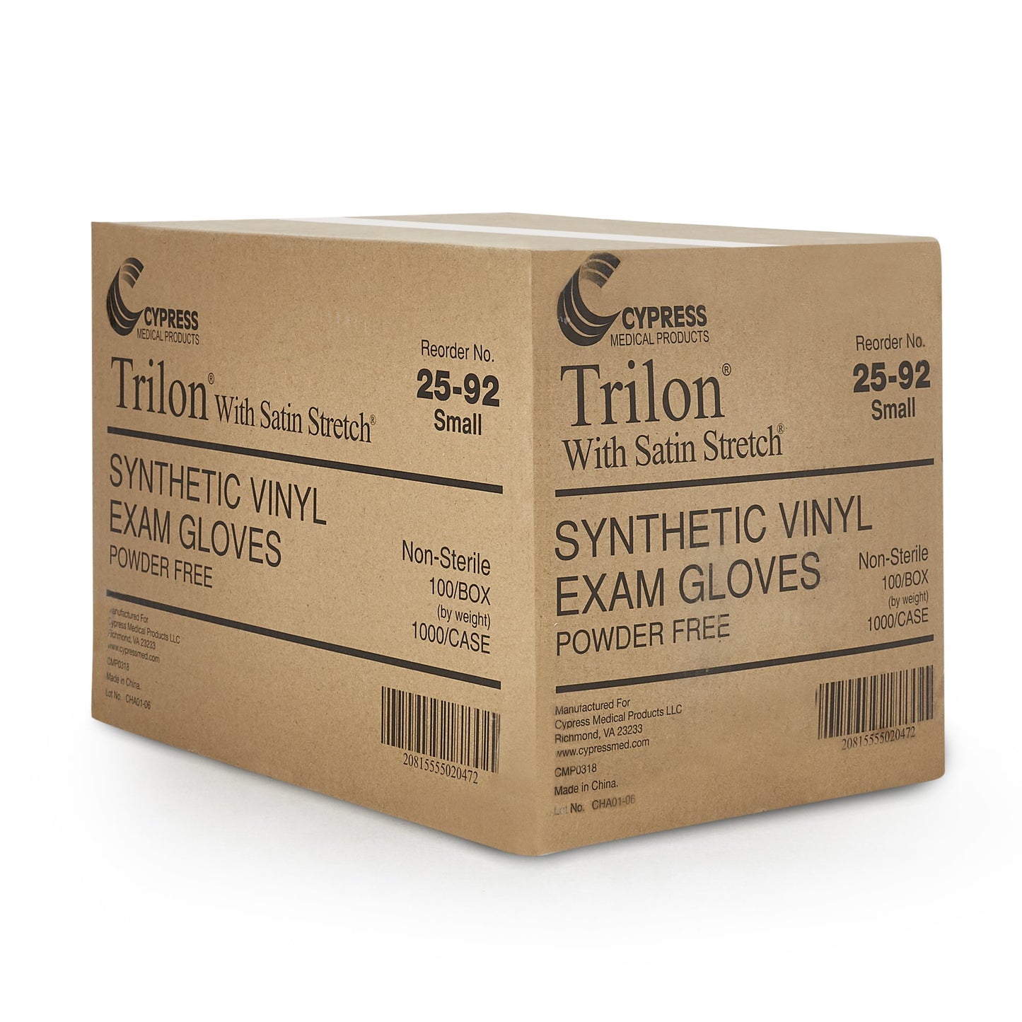 GLOVE, EXAM VNYL SM N/S TRILON(100/BX 10BX/CS)