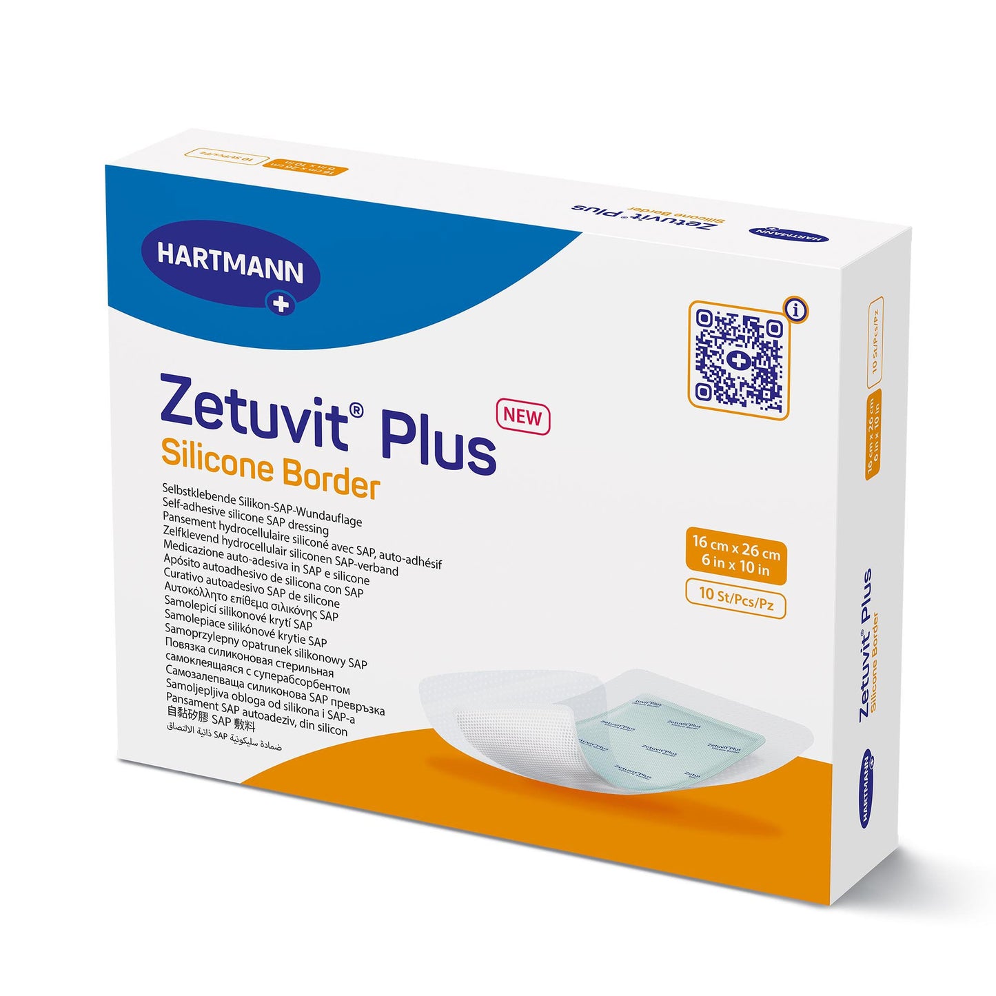 DRESSING, WND ZETUVIT + SAP BRDR SIL ADH 6"X10" (10/BX)