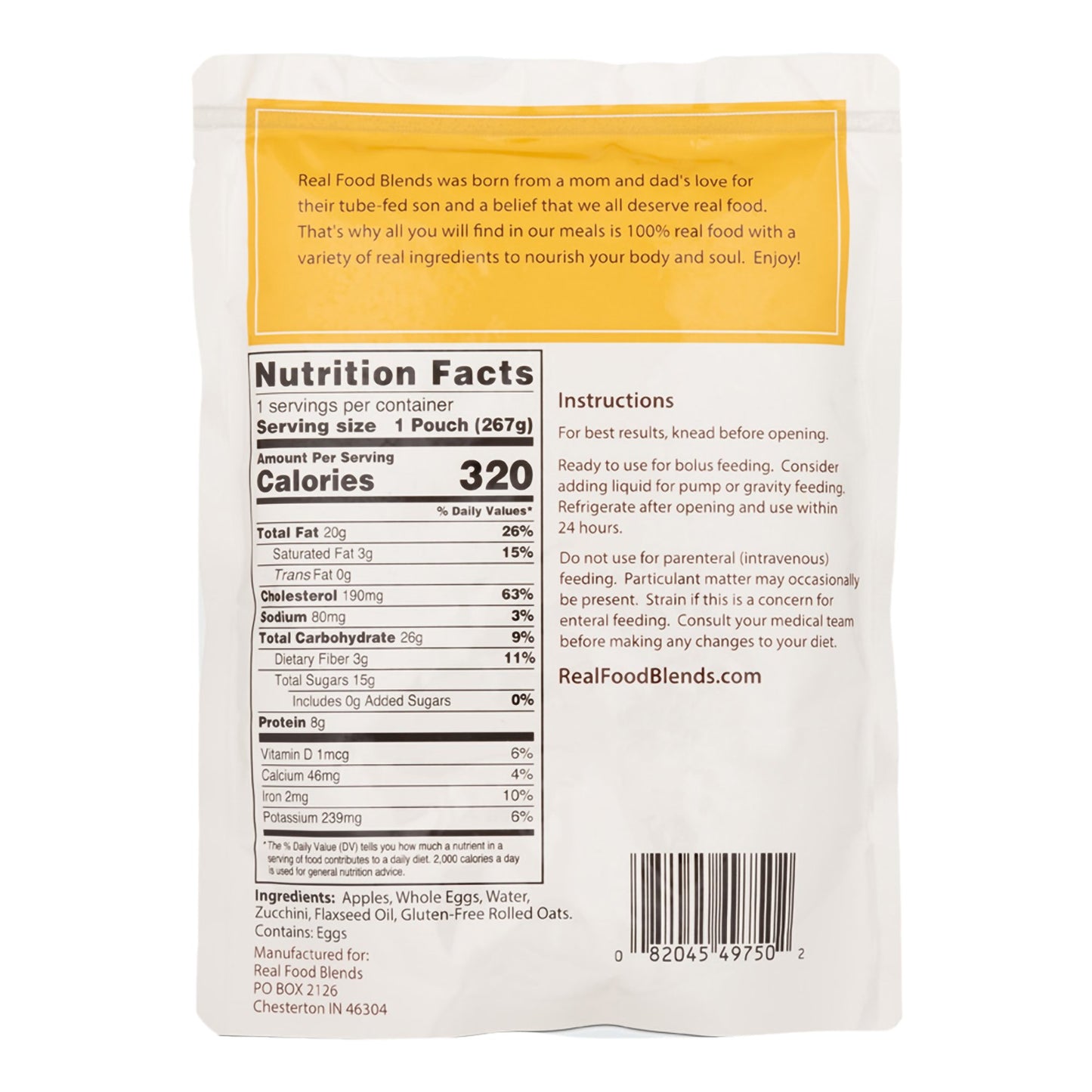 ENTERAL FEEDING, EGGS /APPLES & OATS (12/CS)