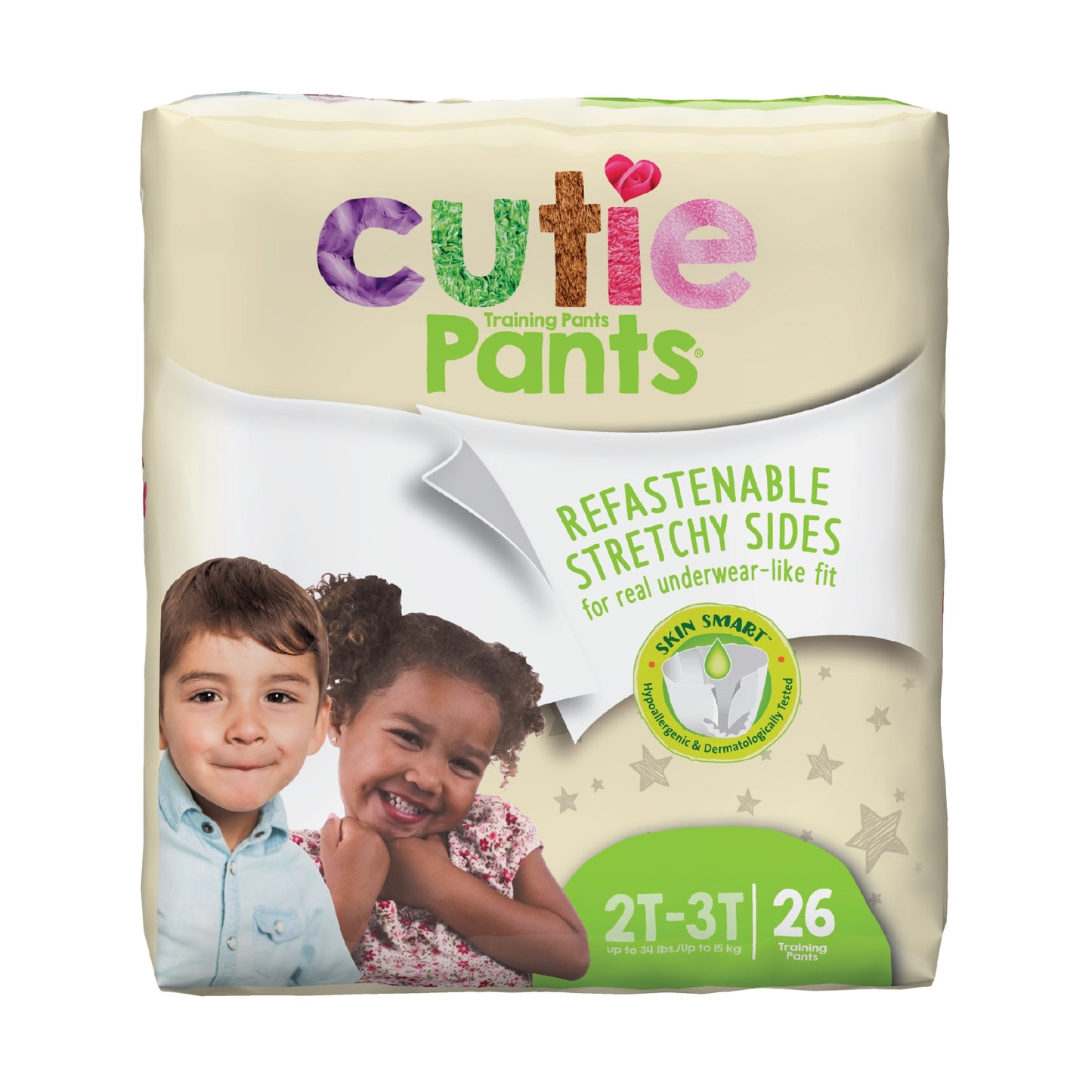 DIAPER, INCONT CUTIE PANTS MED2-3T (26/PK 4PK/CS)