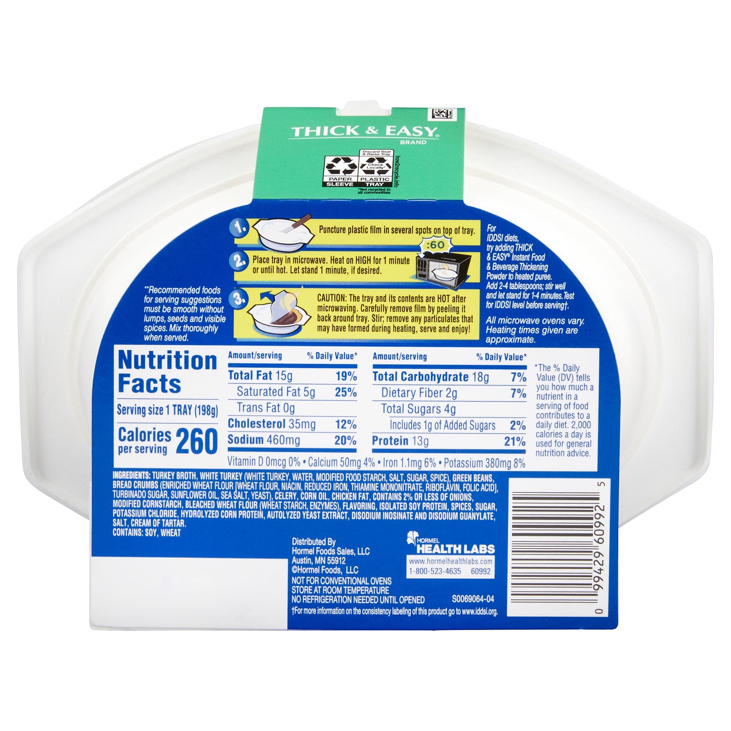 THICK&EASY, PUREE TURKEY W/STUFFING/GRN BEANS (7/CS) DMNDCR