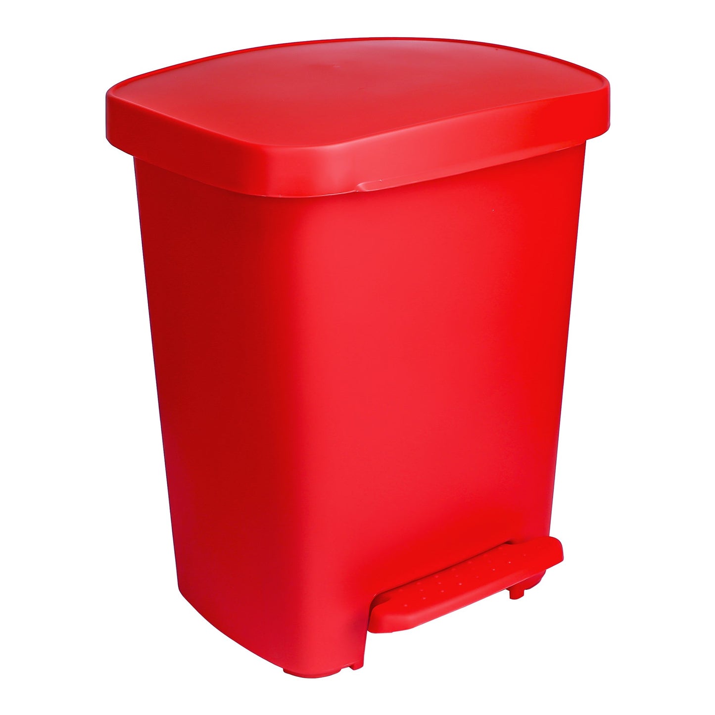 WASTECAN, STEP-ON RECTGL PLAS RED 32QT