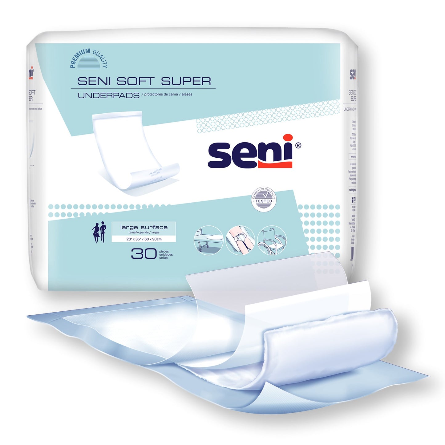 UNDERPAD, SENI SOFT SUPER HYGIENIC 23"-35" (30/PK 2PK/CS)