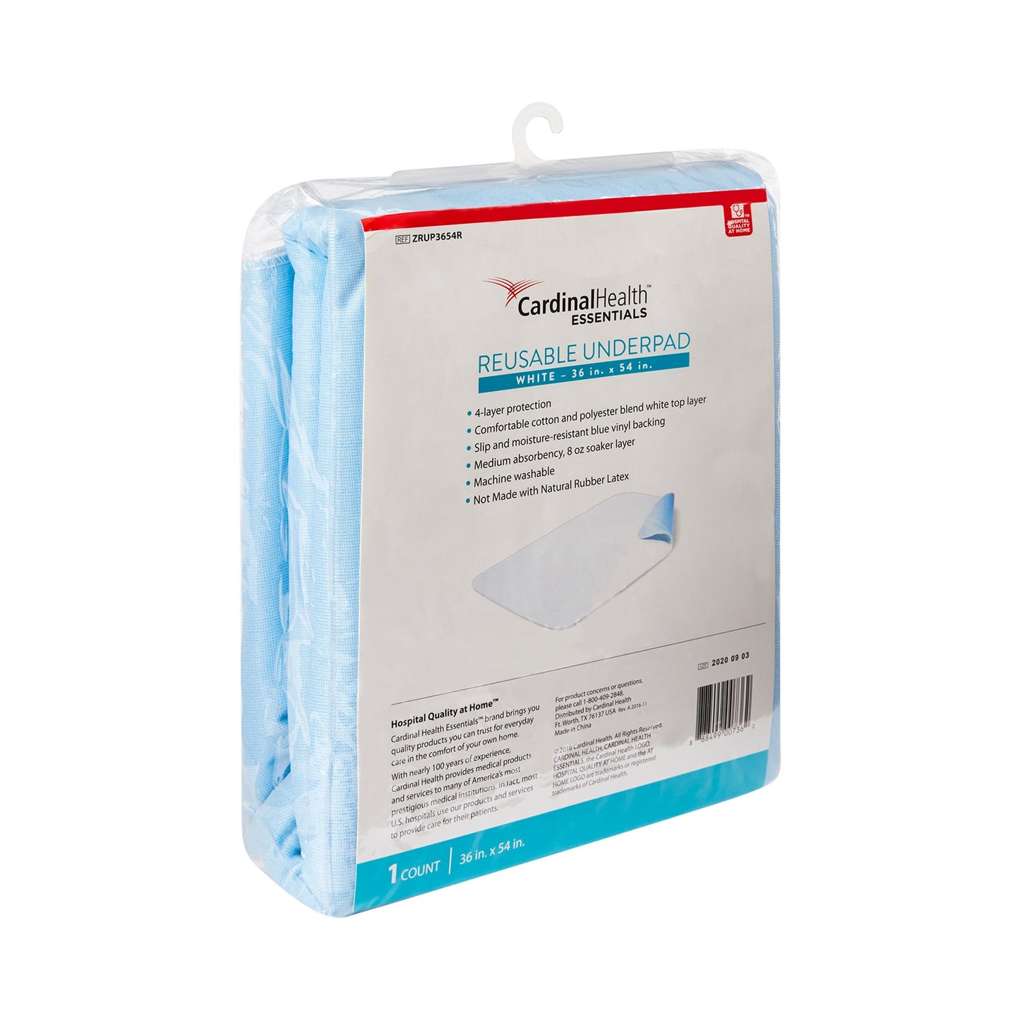 UNDERPAD, BED WATERPRF PVC BCKBLU/WHT 36"X54" (10/CS)