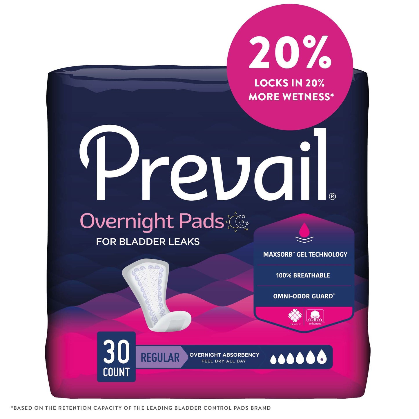 PAD, BLADDER CONTROL PREVAIL OVERNIGHT LNG 16" (30/BG 4BG/CS