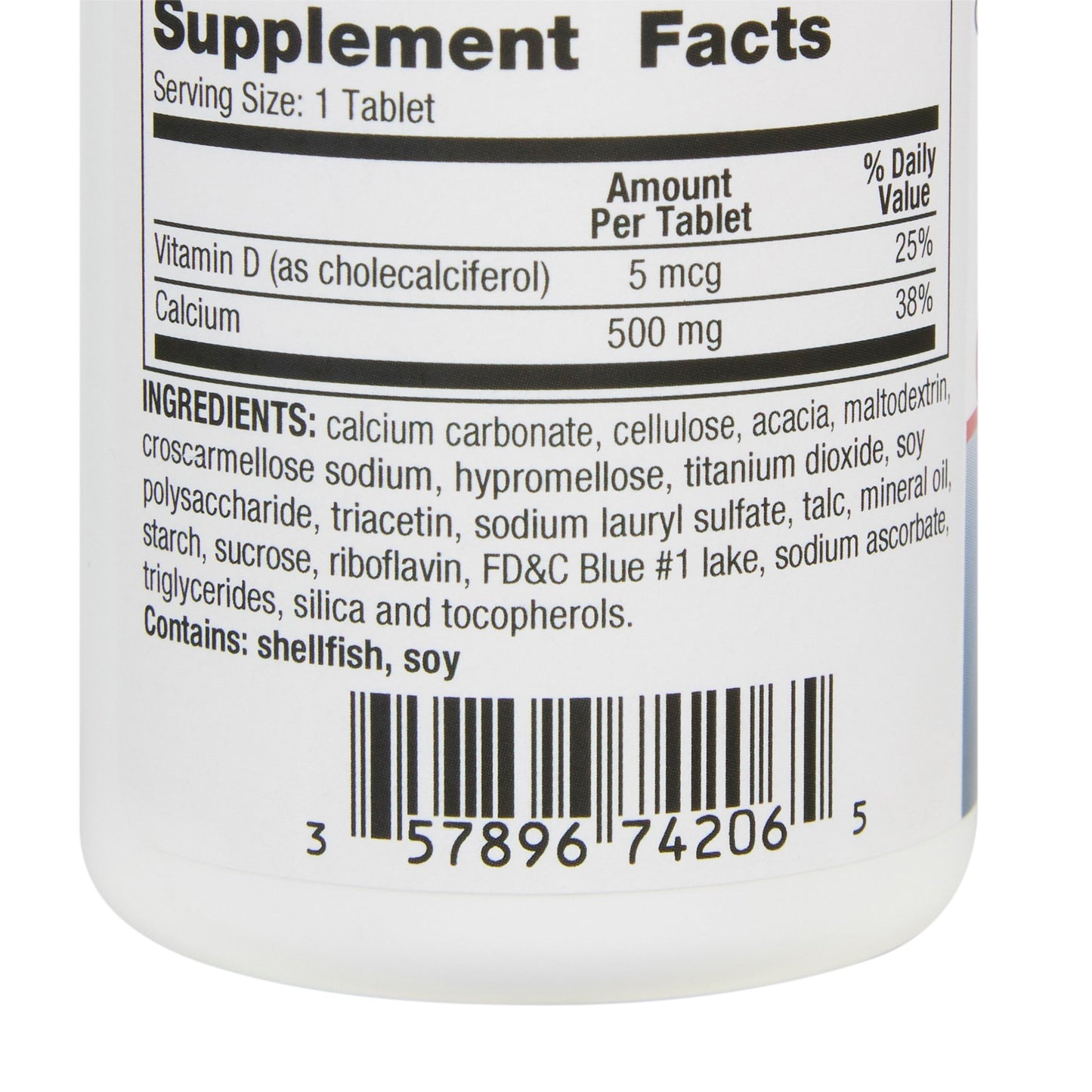 OYSTER SHELL CALCIUM, TAB 500MG +VITMN D3 200IU (60/BT)