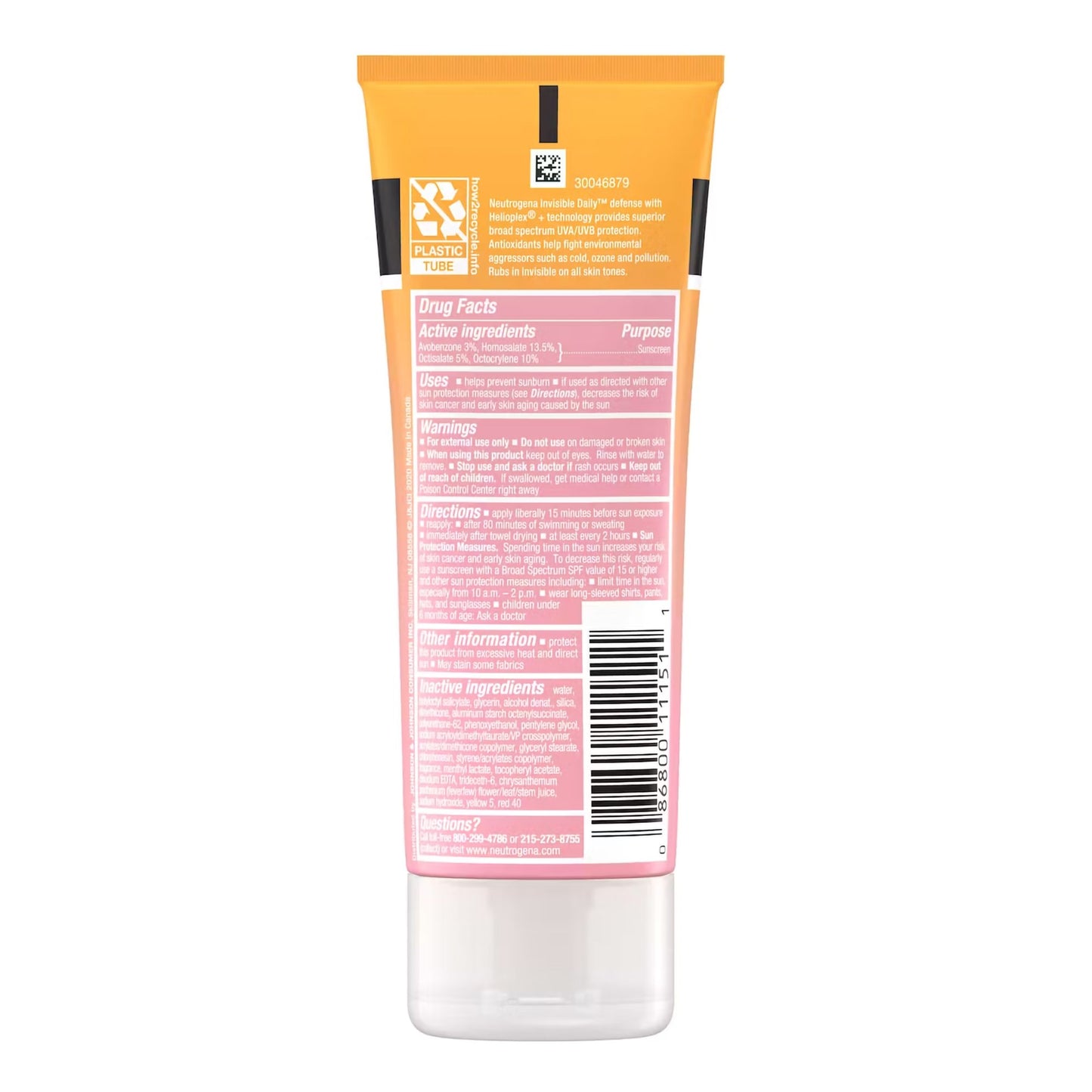 SUNSCREEN, LOT NEUTROGENA INVISIBLE DAILY DEFENSE SPF60+ 3OZ