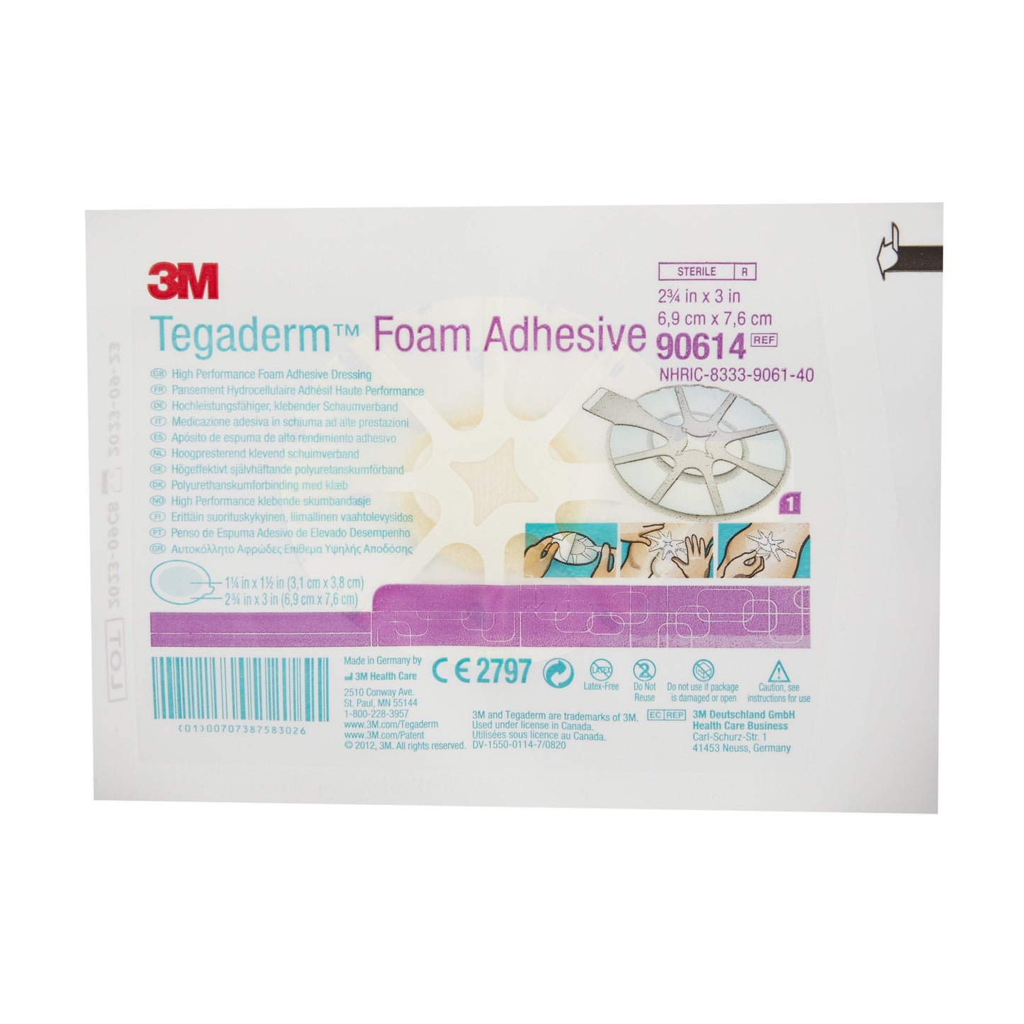 DRESSING, TEGADERM FOAM OVL 2 3/4"X3" (10/BX 4BX/C 3M