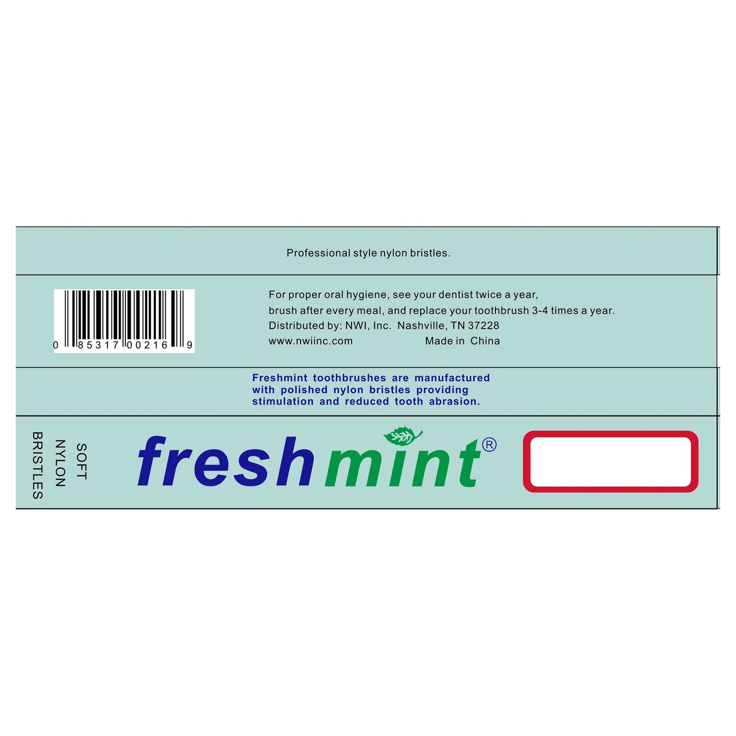 TOOTHBRUSH, PREMIUM NYLON 43TUFT IND WRAP (288/CS)