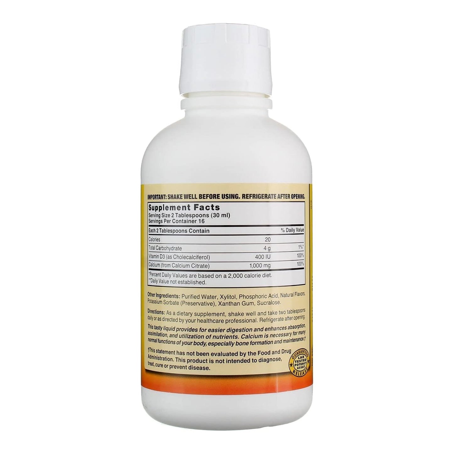 CALCIUM CITRATE+D3, LIQ 1000MG16OZ