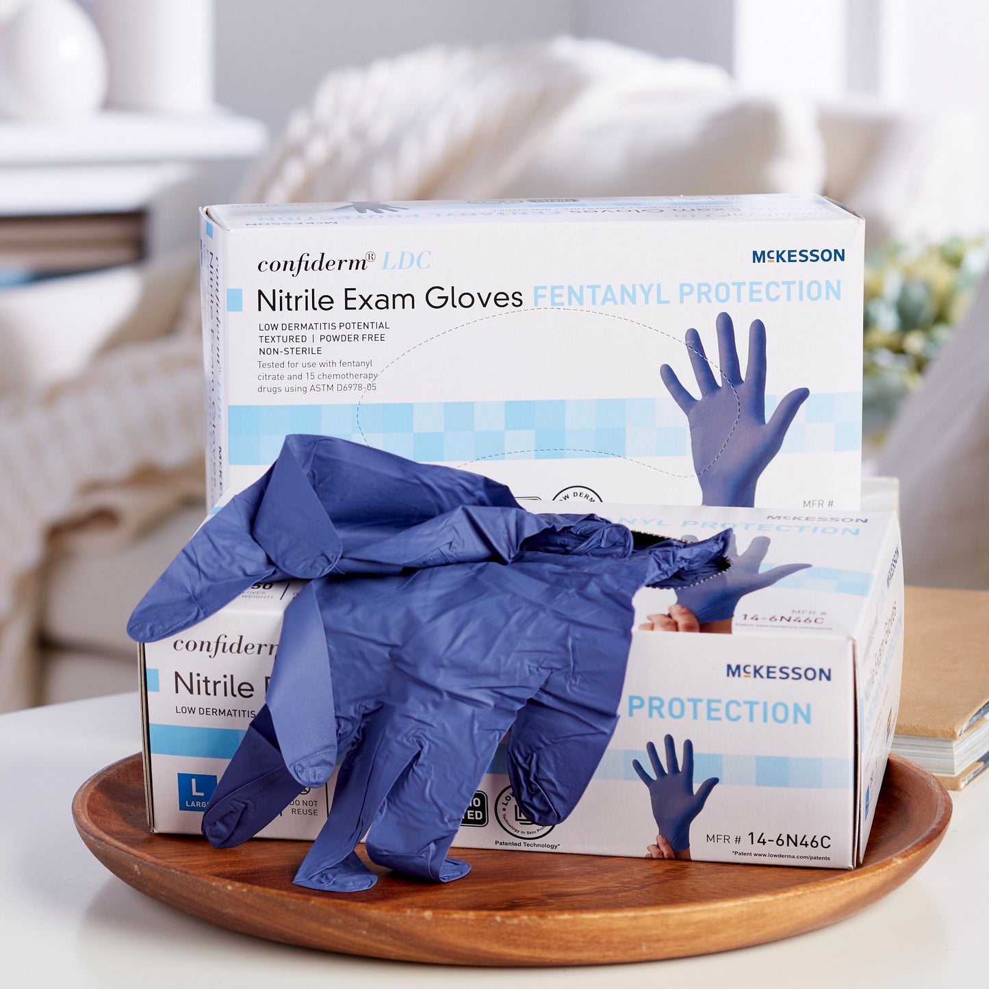 GLOVE, EXAM NTRL LG N/S CHEMO LDC BLU (250/BX 10BX/CS)