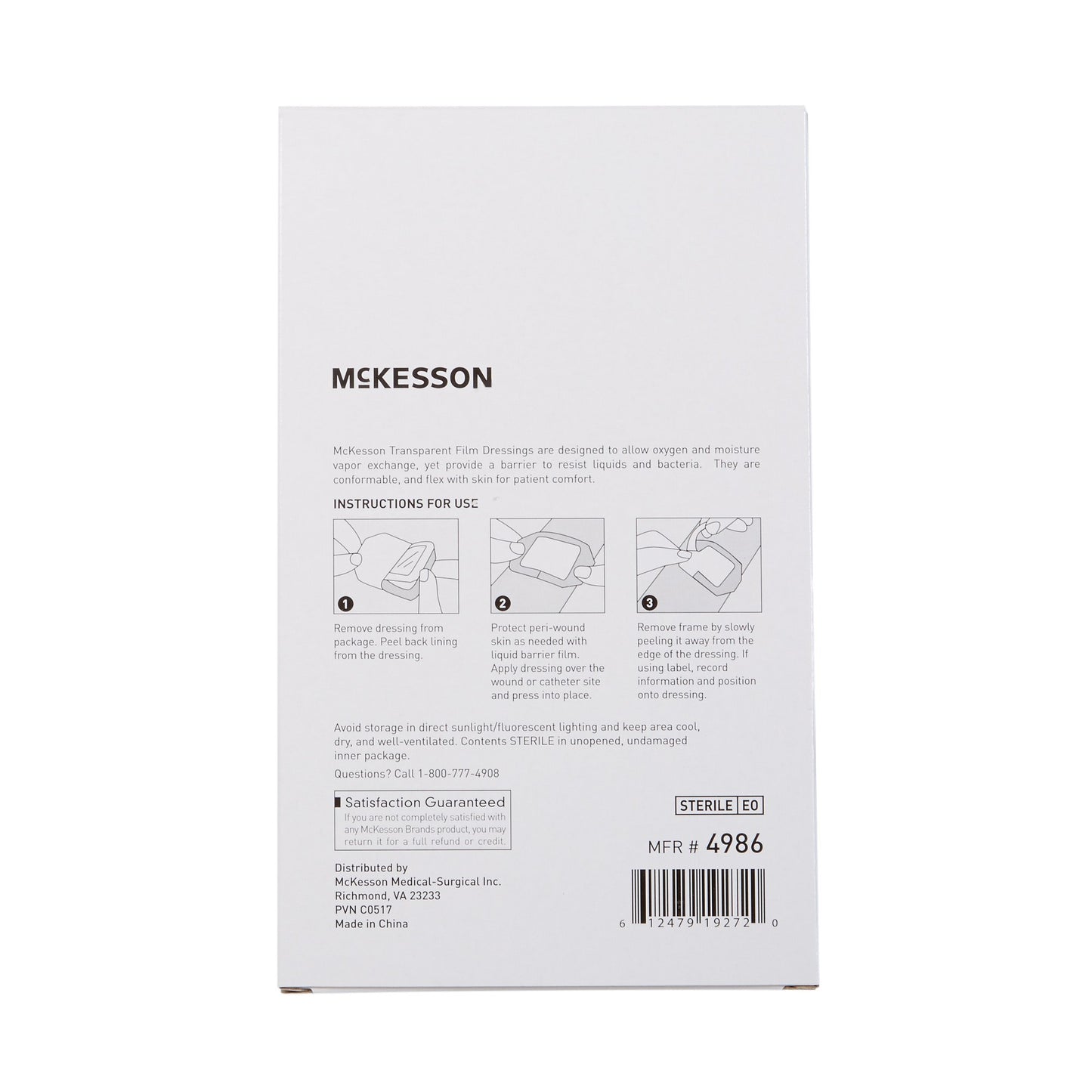 DRESSING, FILM TRANS W/FRM DELSTR 4"X4 3/4" (50/BX)