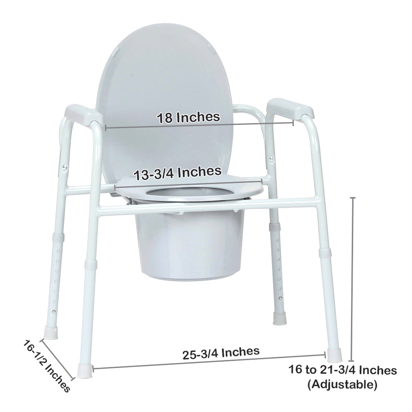 COMMODE, N/FLD STL FRAME 350LBS (4/CS)