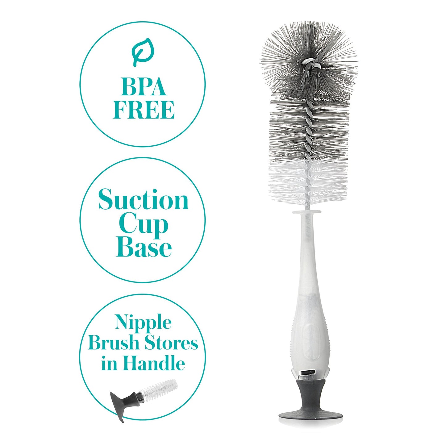 BRUSH SET, COMBO GLASS/BOTTLE CLEANER W/NIPPLE 2PC (12/CS)