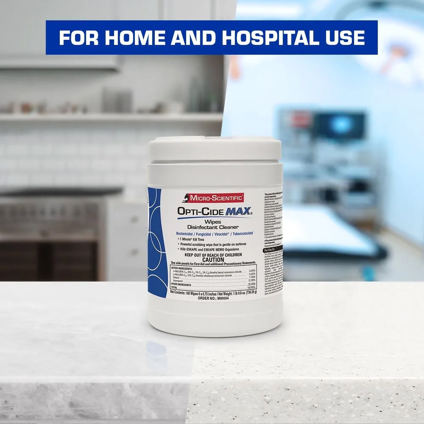 WIPE, DISINFECTANT OPTI-CIDE MAX 6"X6 3/4" (160/CT 12CT/CS)