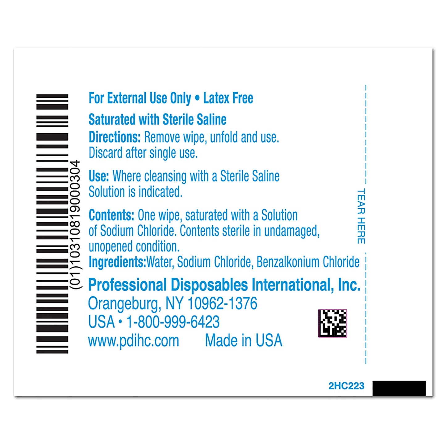 WIPE, ISOTONIC SALINE STR 6"X4" (24/BX 24BX/CS)