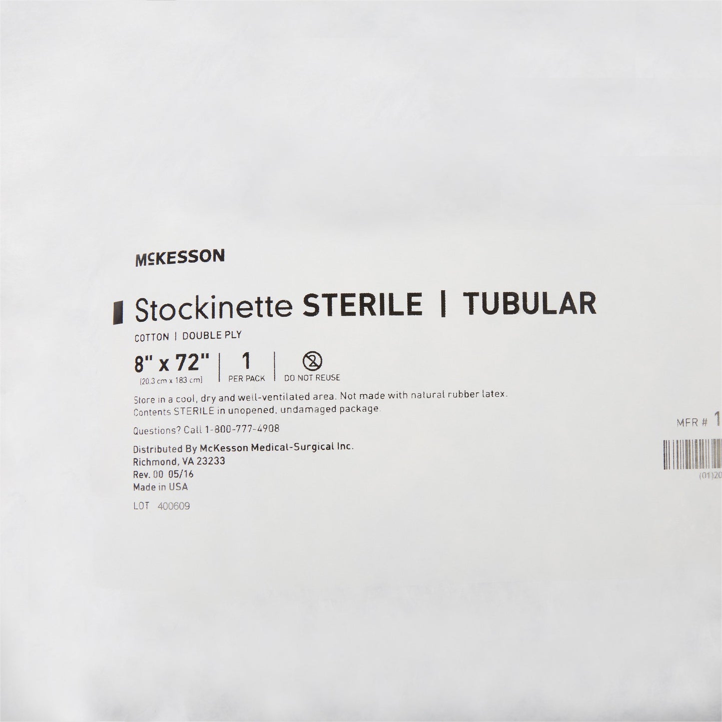 STOCKINETTE, TUBULAR 2PLY STR 8"X72" (12/CS)