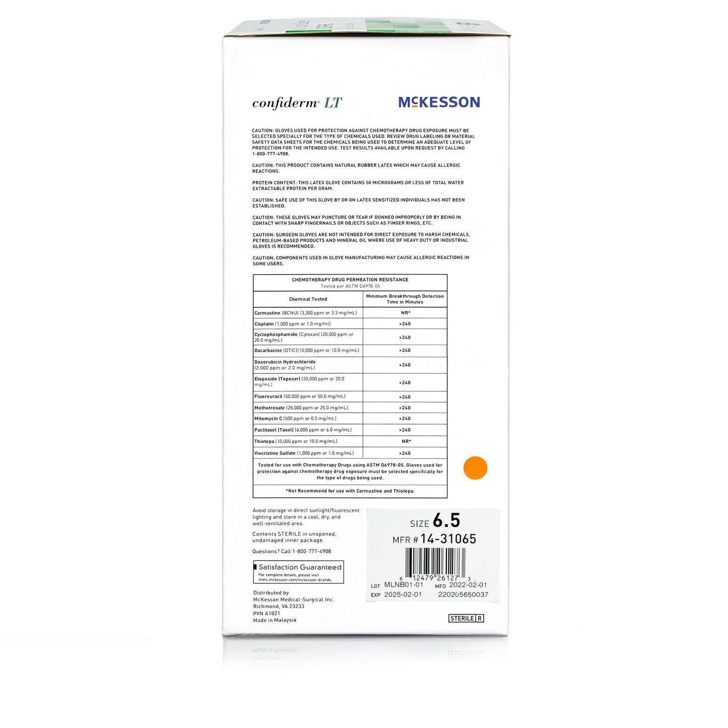 GLOVE, SURG CONFIDERM LT LTX 6.5 STR2 TXT (50PR/BX 4BX/CS)