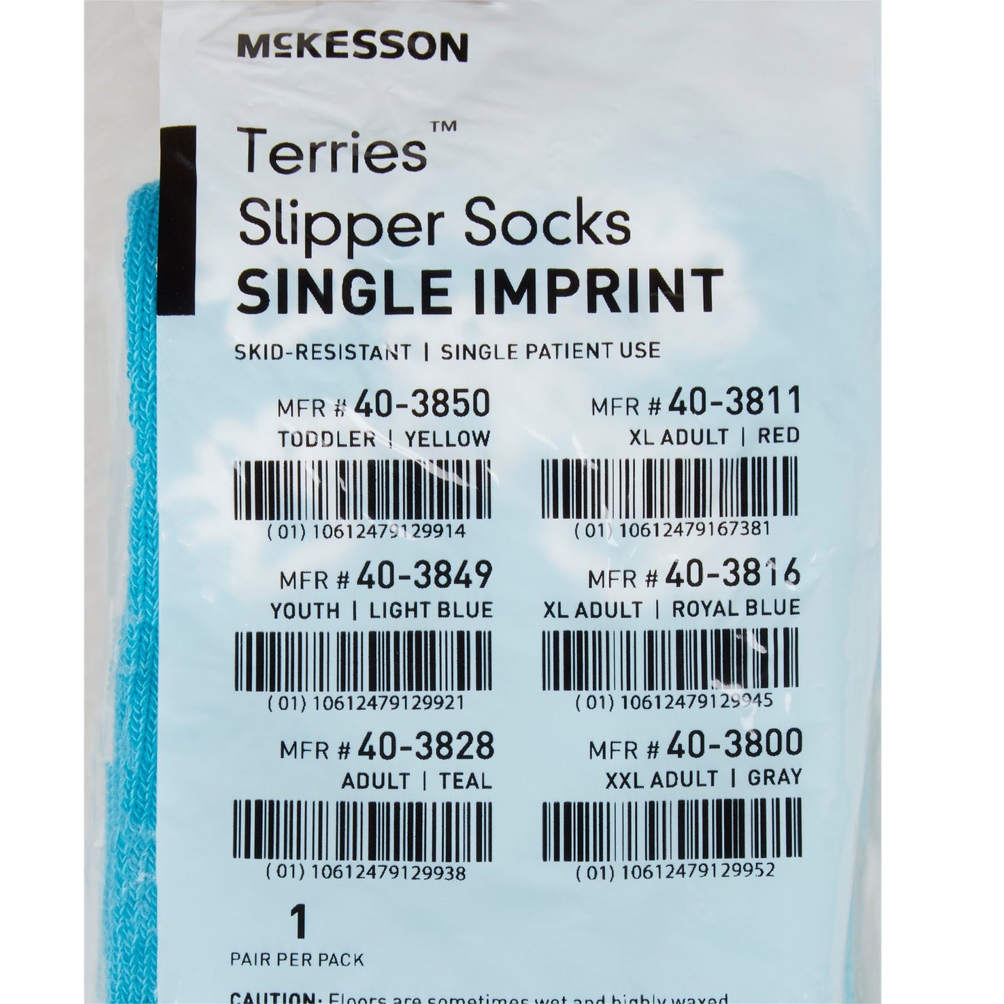 SLIPPER, TERRY TEAL LG ADLT (48PR/CS) MGM40