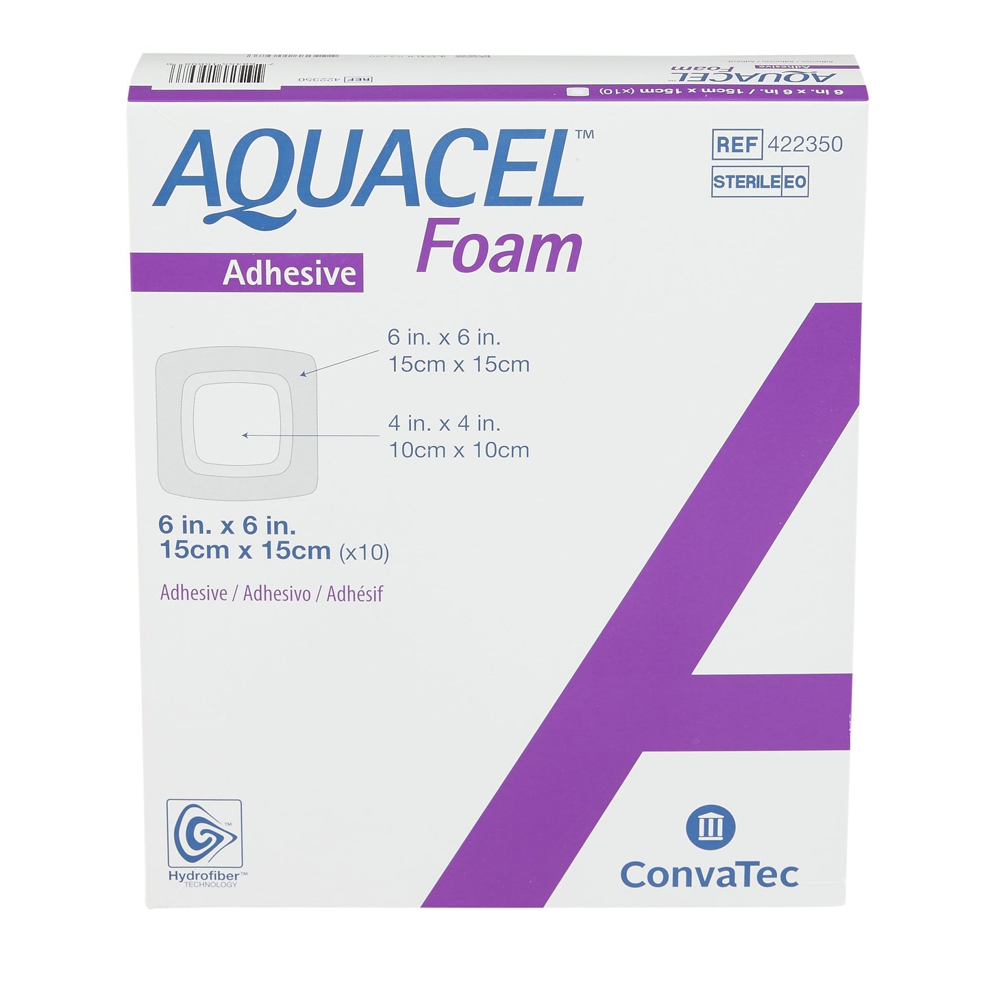 DRESSING, AQUACEL FOAM ADH 6"X6" (10EA/BX)