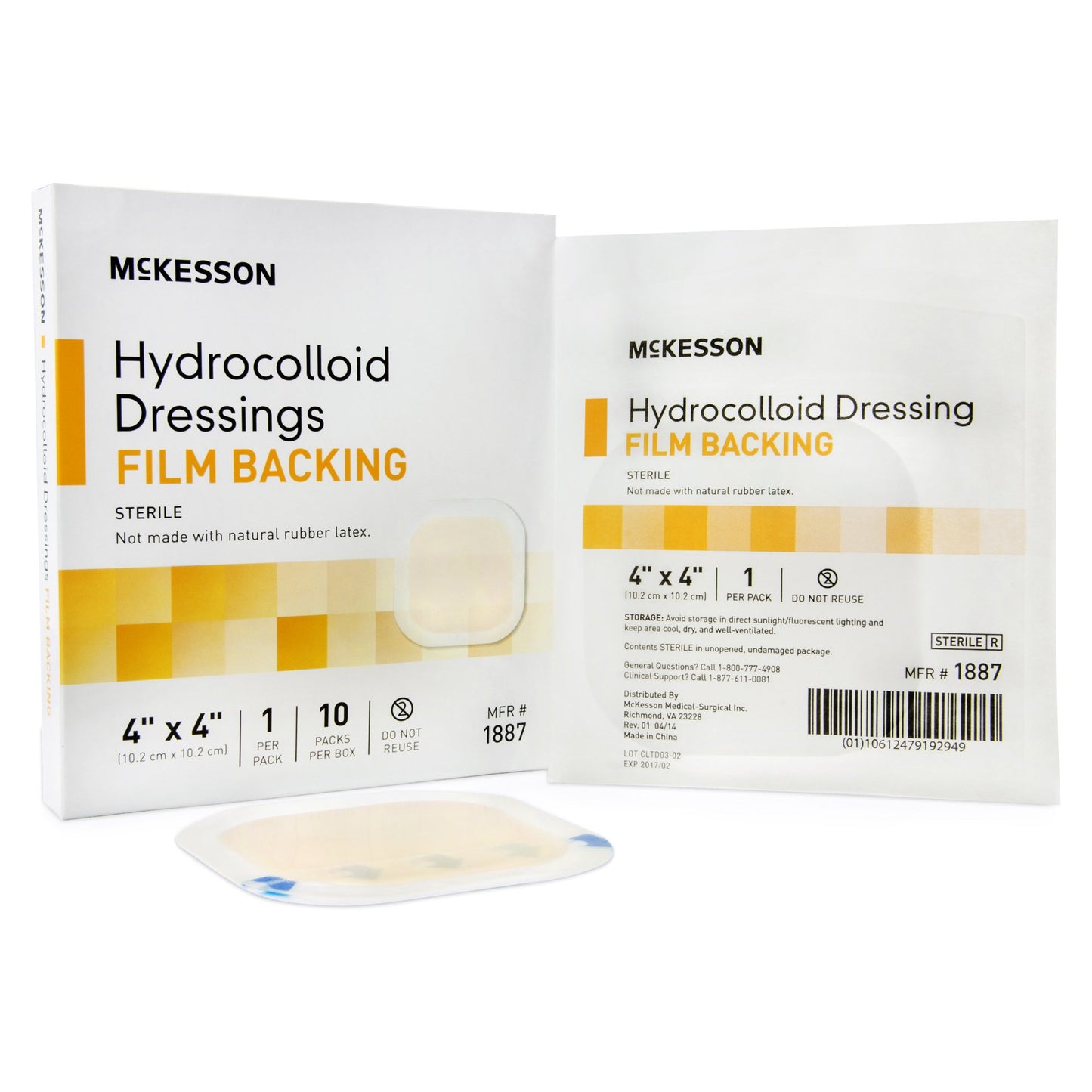 DRESSING, HYDROCOLLOID FILM-BCK STR 4X4"(10/BX 20B
