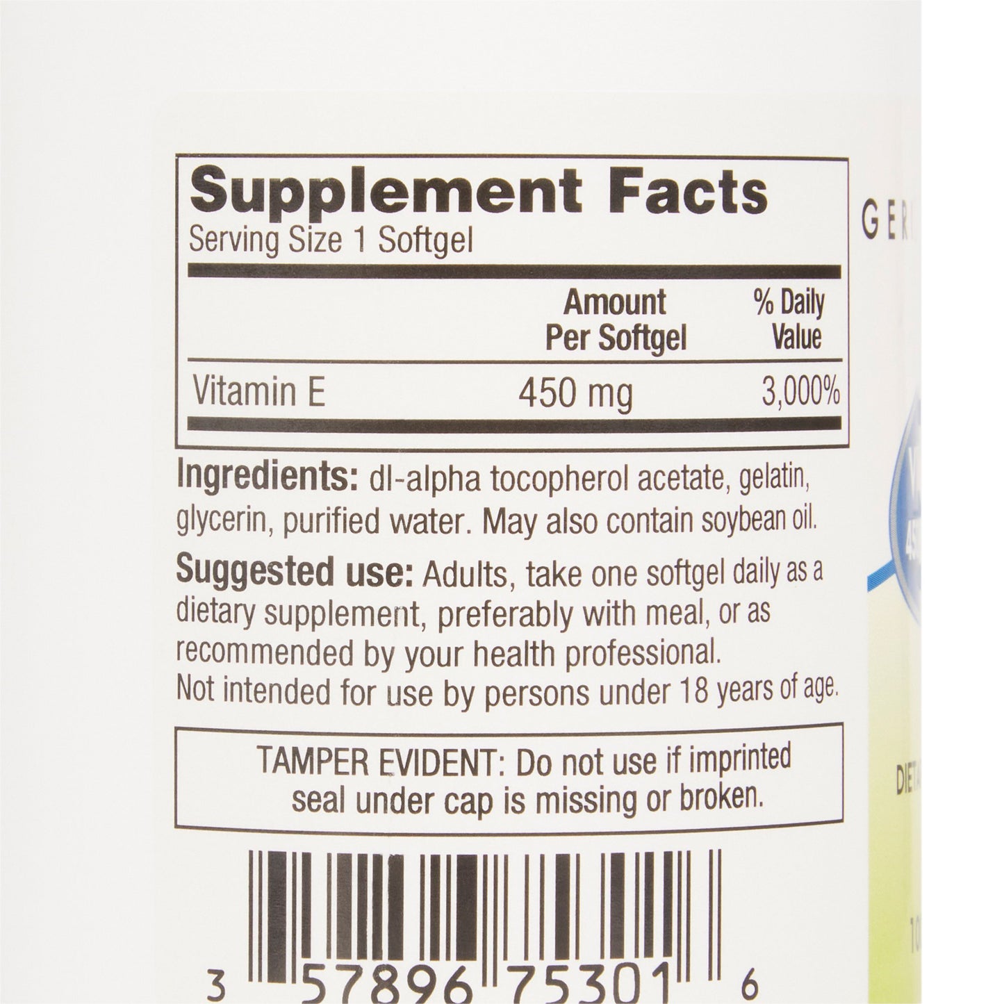 VITAMIN E, 1000IU SFT GEL (100EA/BT 12BT/CS)