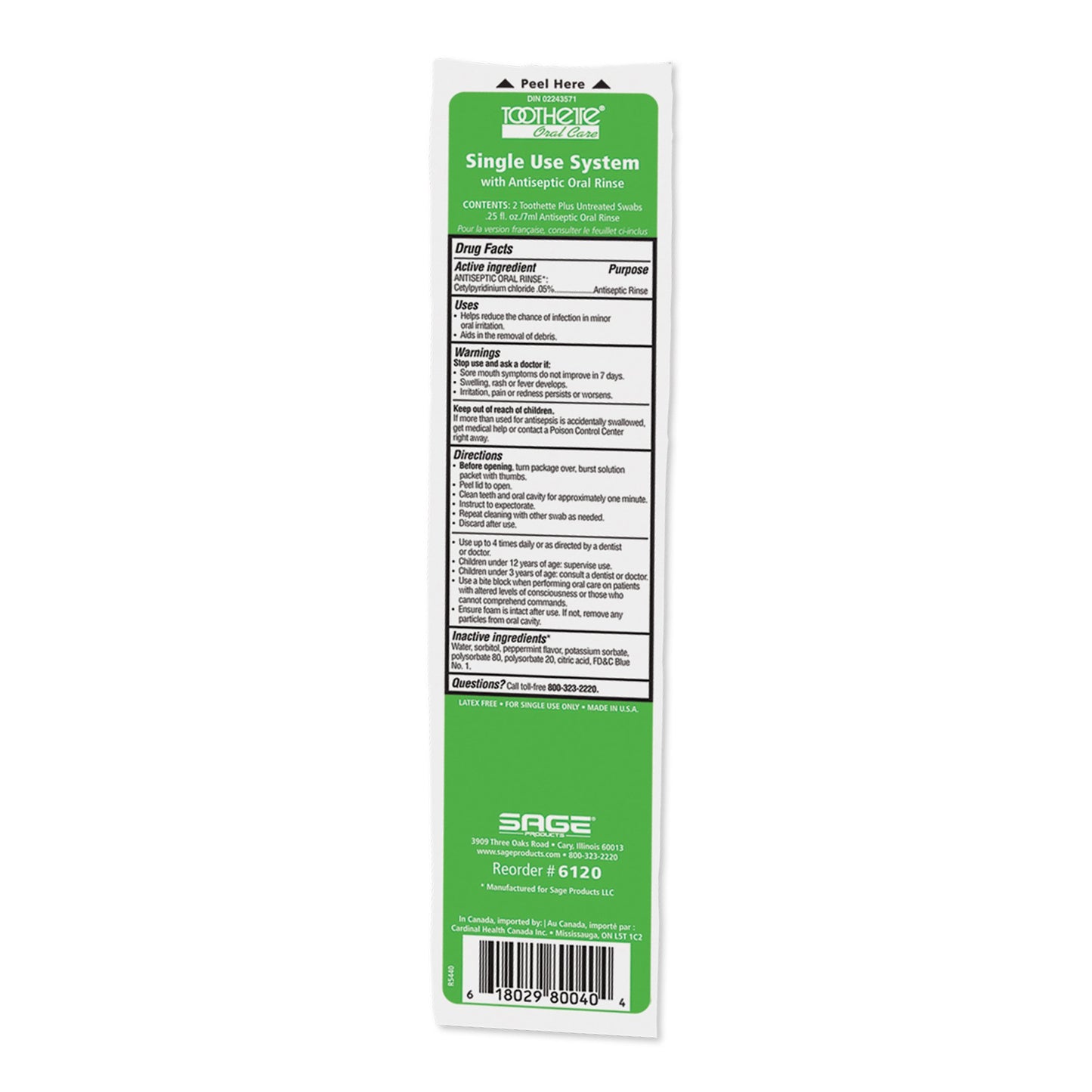 SWAB, ORAL FRESHENER (2/PK 50PK/BX 2BX/CS)