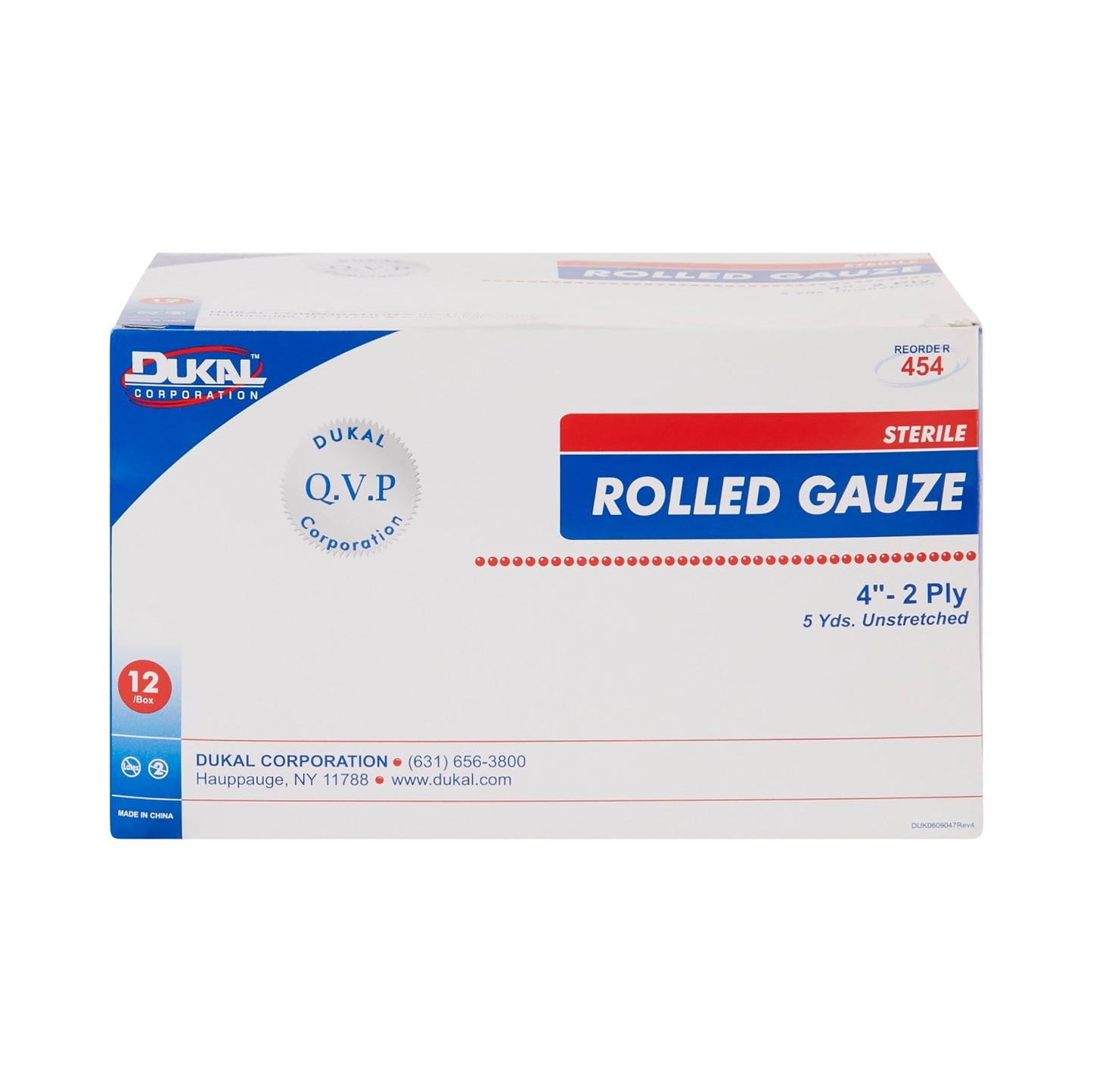 GAUZE, STR ROLLED 2PLY 4" (12/BG 8BG/CS)