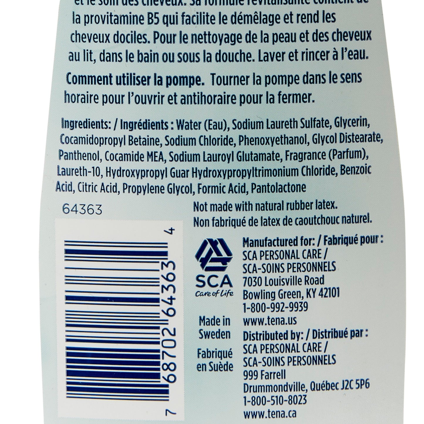 BODYWASH/SHAMPOO TENA SCNTD PMP BT 16.9 FL OZ (10/ SCAPER